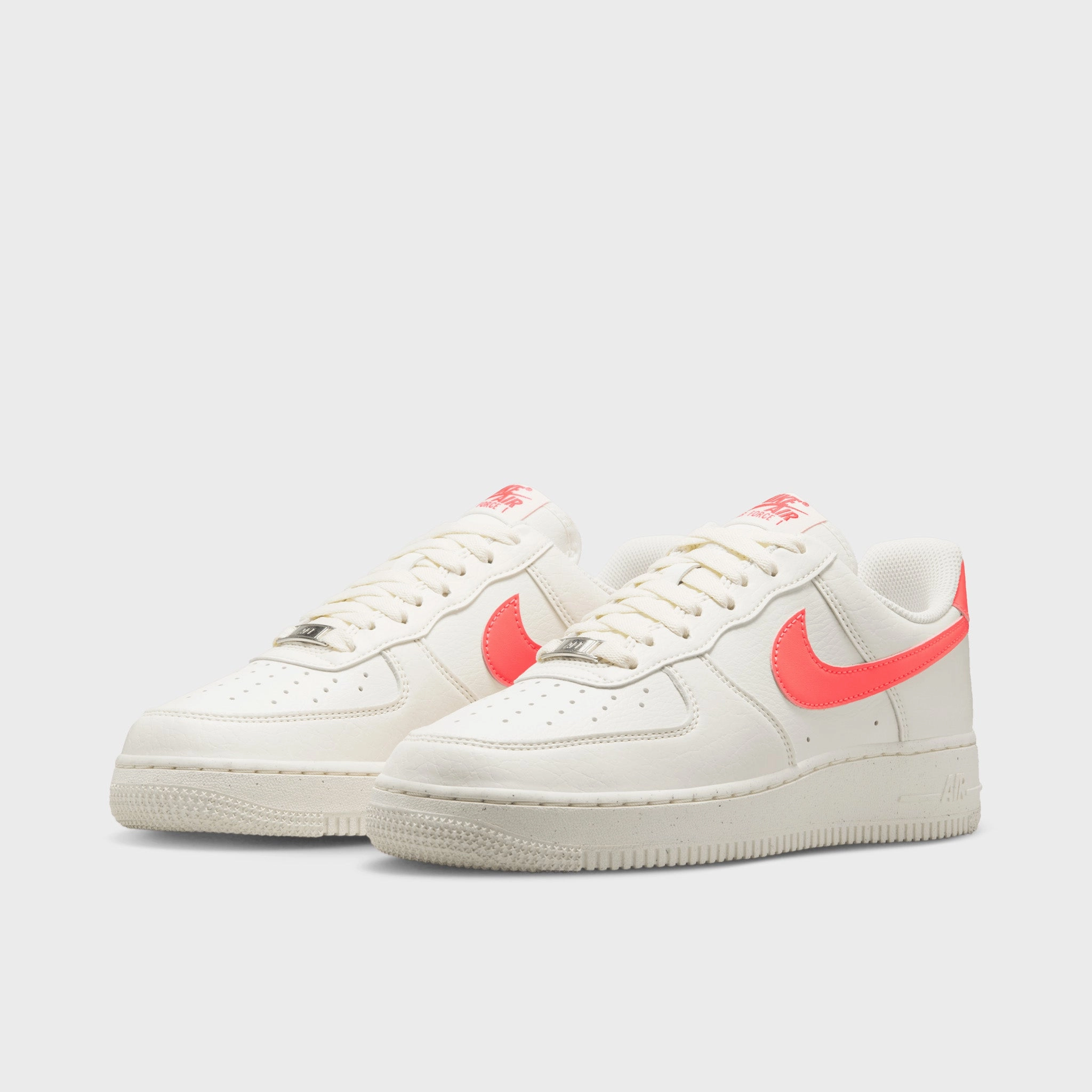 Gum Rubber Outsole Strong Stitching Nike Women's Air Force 1 '07 Next Nature Sail / Sail -  Hot Lava