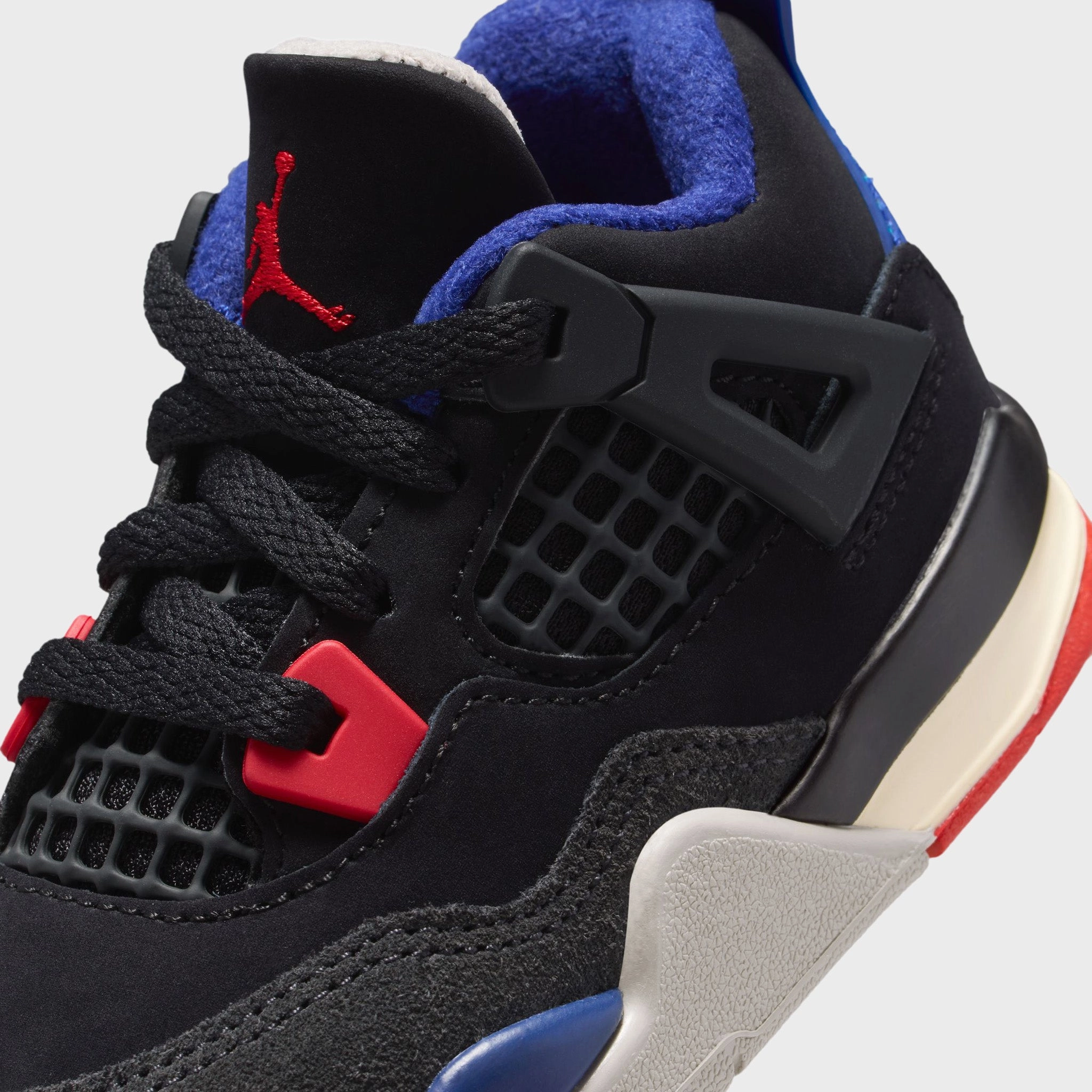 ComfortableFit WaterResistant Jordan 4 Retro TD Black / Fire Red - Deep Royal Blue