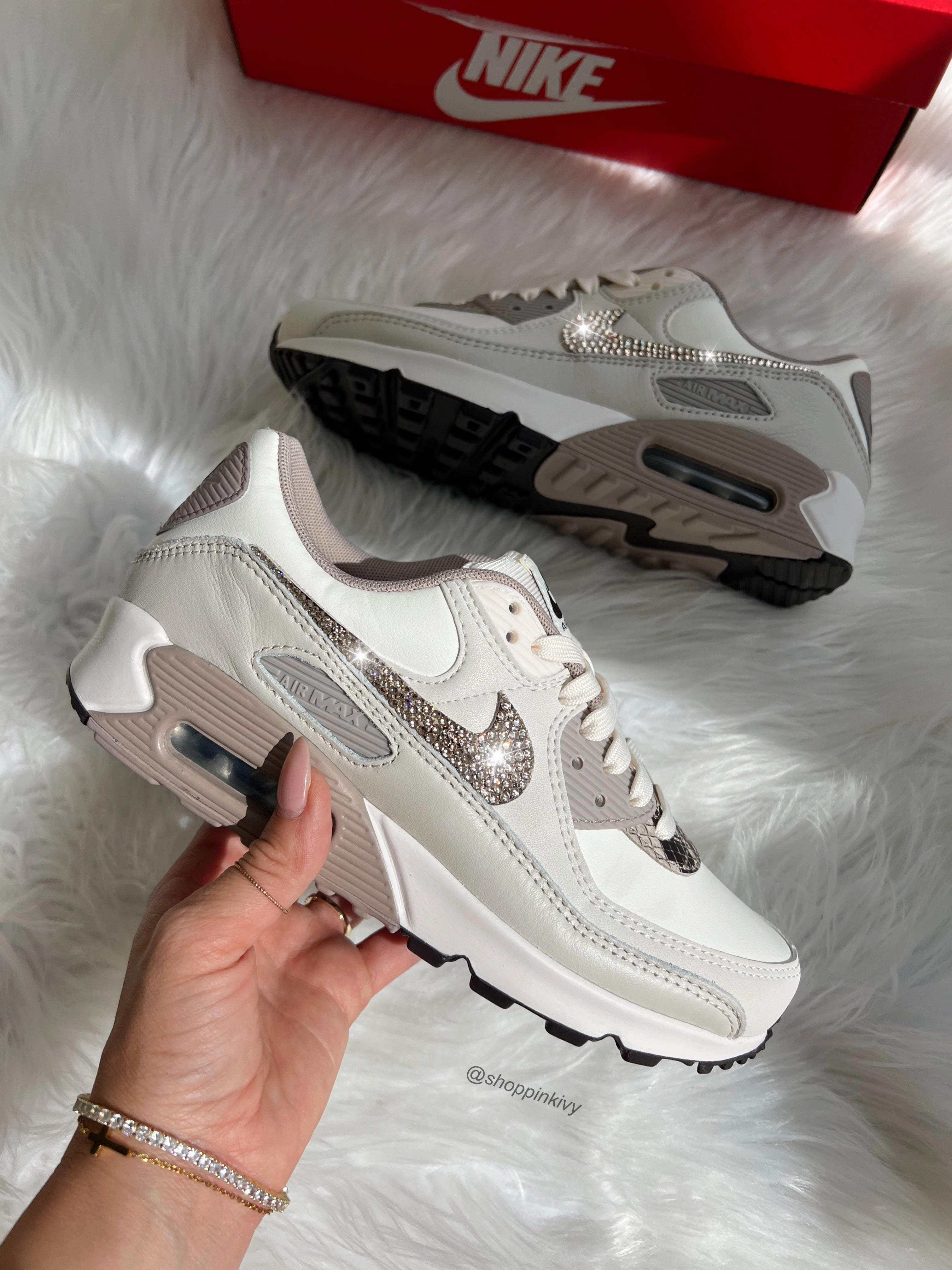 Anti Bacterial Neutral Animal Print Swarovski Womens Nike Air Max 90