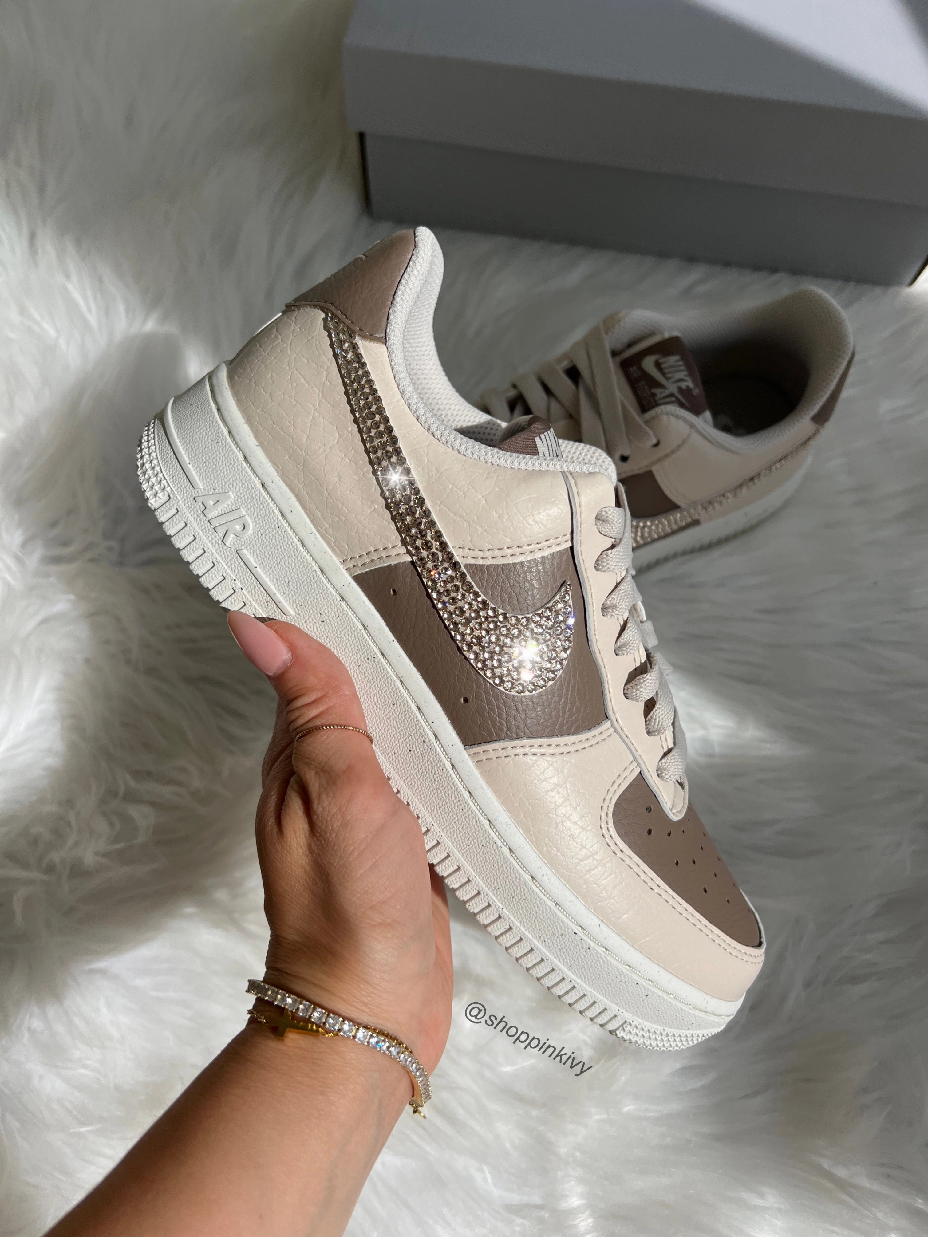 Footstep Care Neutral Cafe Swarovski Womens Nike Air Force One