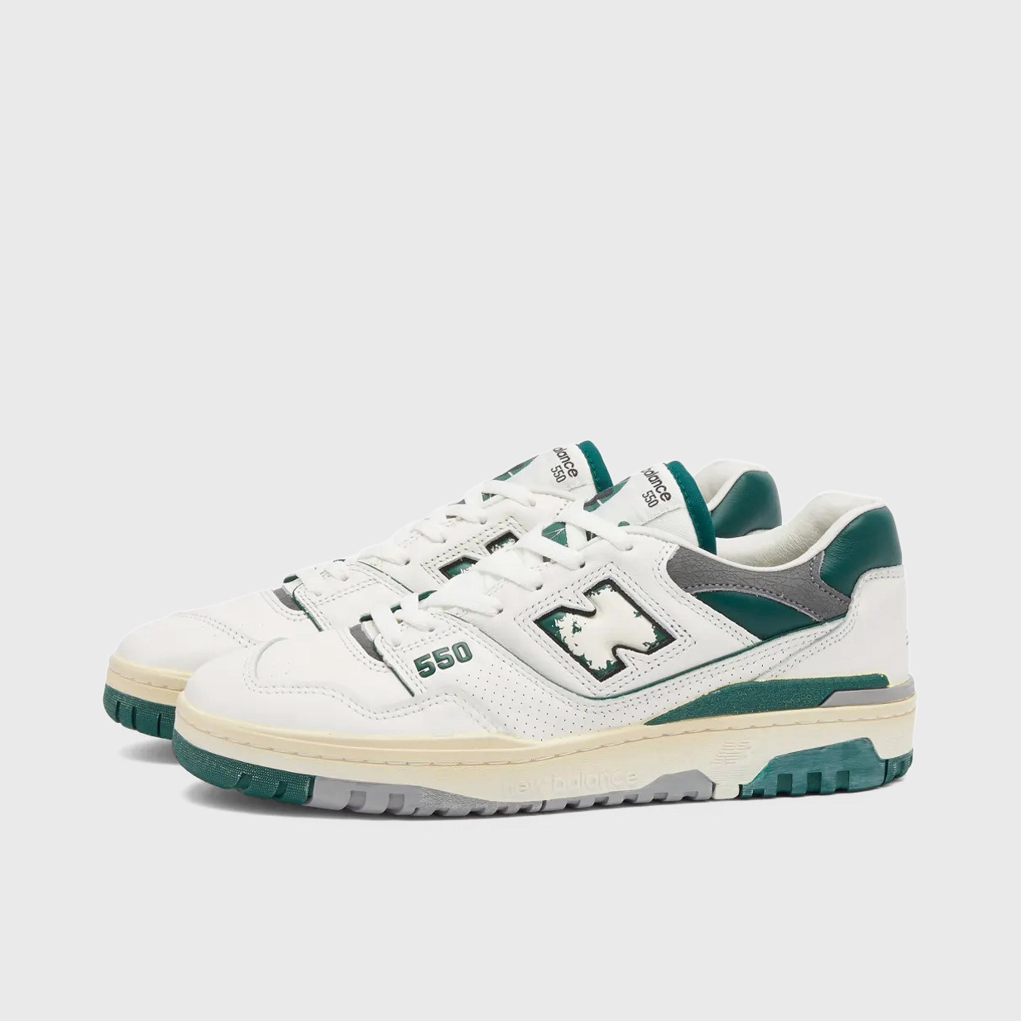 New Balance 550 Sea Salt / Marsh Green Quick Lace Mechanism Functional