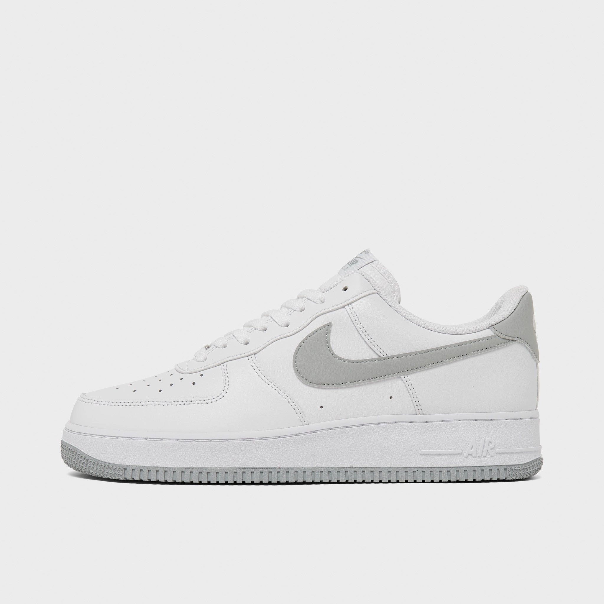 Nike Air Force 1 '07 ESS White / Light Smoke Grey - White Synthetic Overlay Reinforcement Cushioning Pod Configuration