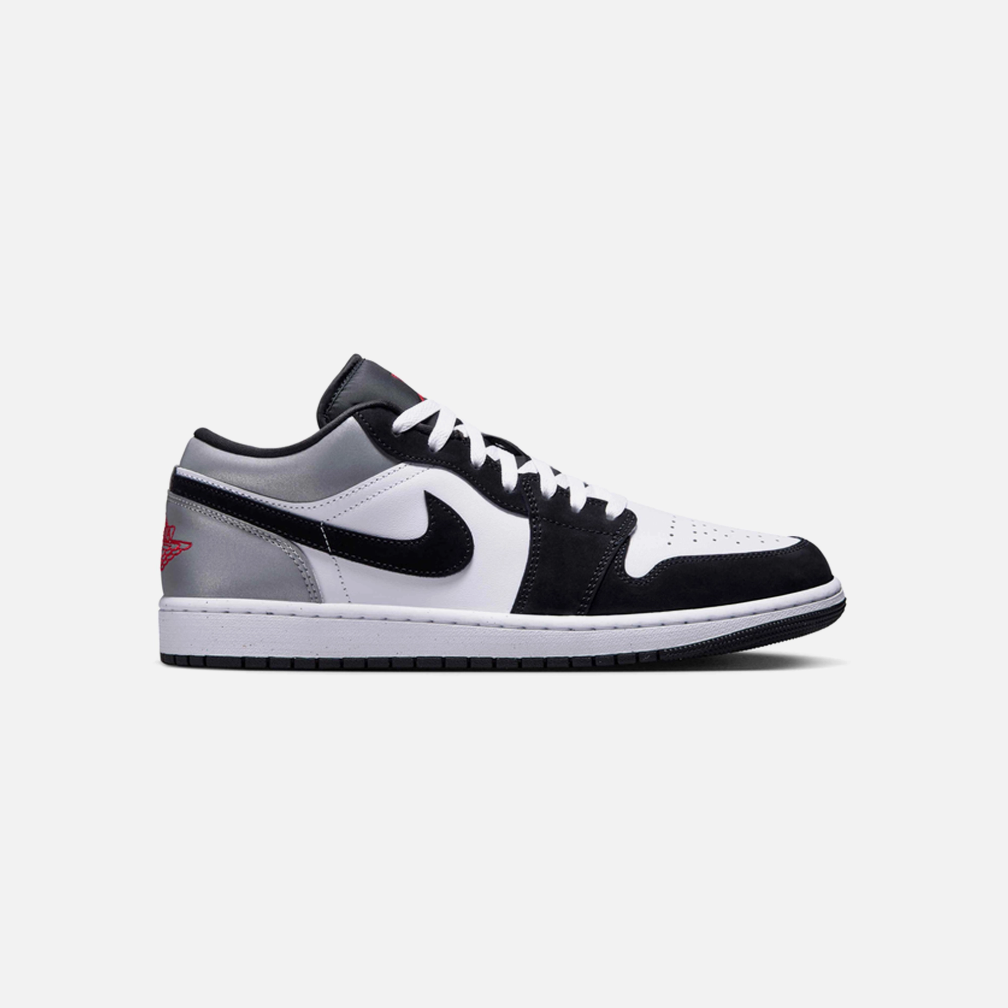 Nike Air Jordan 1 Low White Fire Red Black Matte Silver Heavy Stride