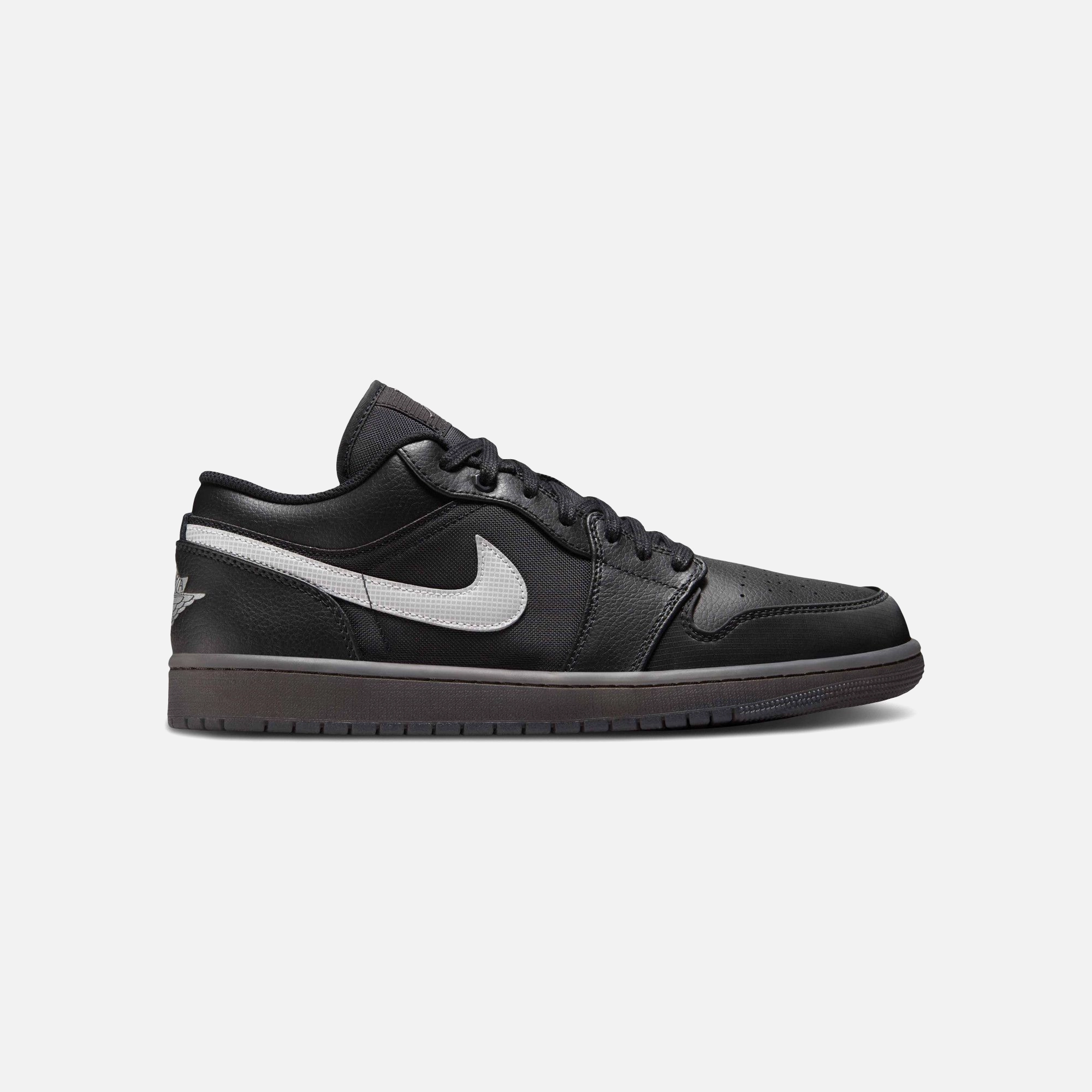 Nike Jordan 1 Low Black White Dark Smoke Grey (Reflective Swoosh) Quick Gear