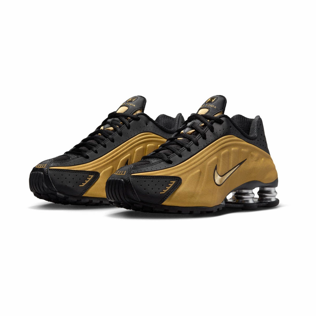 Nike Shox R4 'Black Metalic Gold' Women's Shoes Comfortable Soles Foot Arch Support