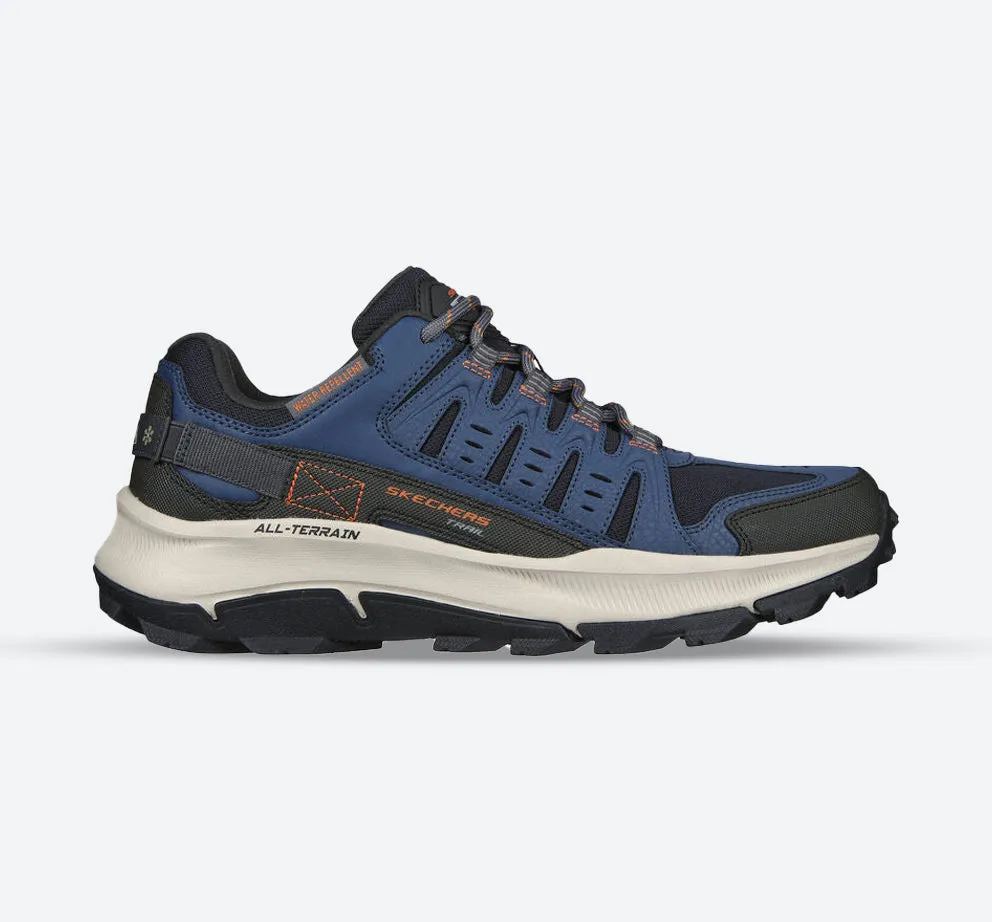 Men's Wide Fit Skechers 237501 Equalizer 5.0 Trail-Solix Walking Trainers - Navy/Orange Suede Surface Rugged Built Daily Walks