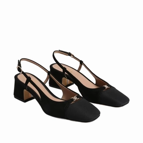 Boss Glow Women Tarra Slingback Heeled Shoes In Black Suede