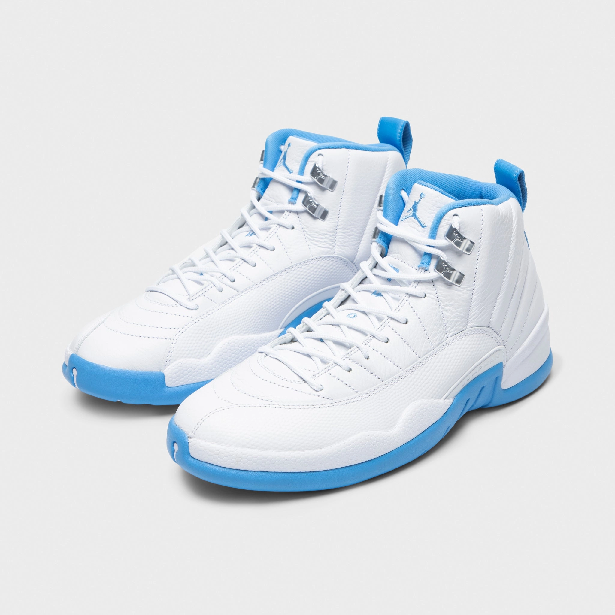 Jordan 12 Retro White / University Blue - Metallic Silver Micro Groove Outsole