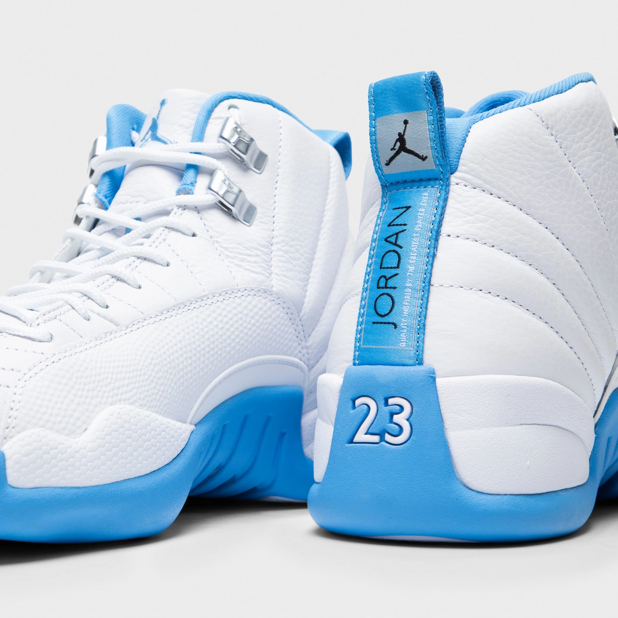 Sweat Wicking Compression Molded Phylon Jordan 12 Retro White / University Blue - Metallic Silver