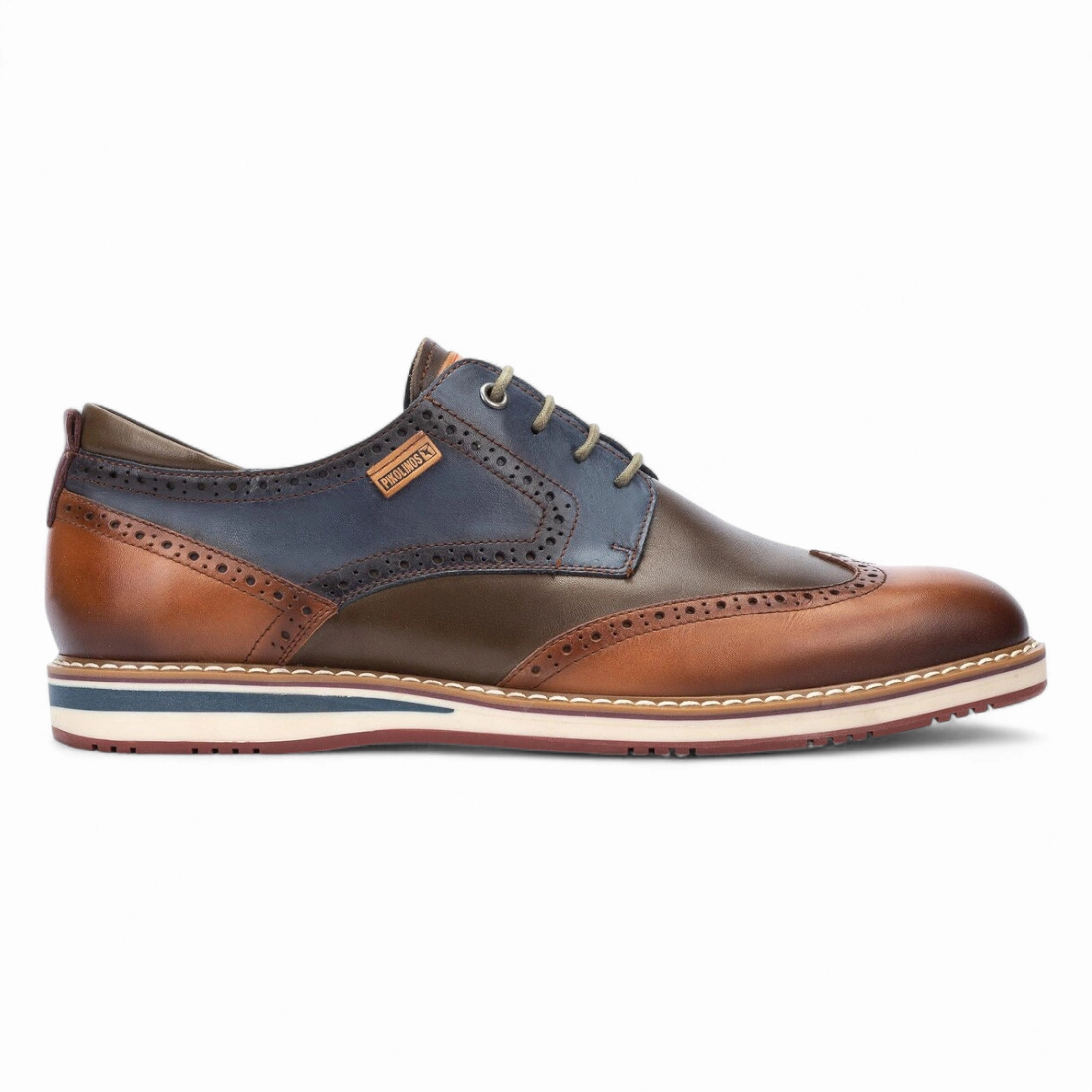 Comfortable Wear Slim Profile Style Enthusiast Pikolinos Mens Brandy Brown Leather Brogue Lace-Up Oxford Shoes - Avila