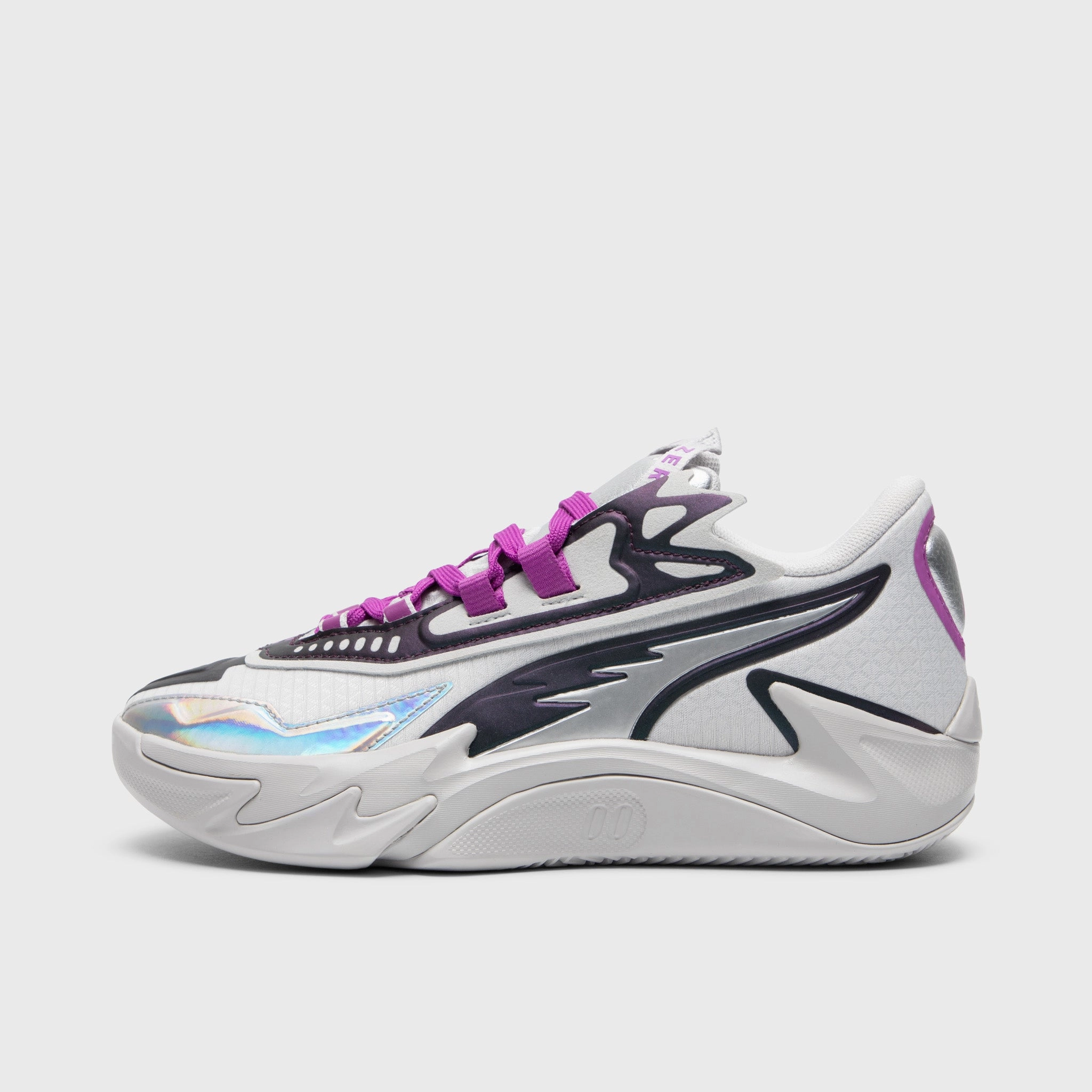 PUMA Juniors' Scoot Zeros II "Sterling" Feather Gray / Wild Berry QuickDrying Ventilated Tongue Construction