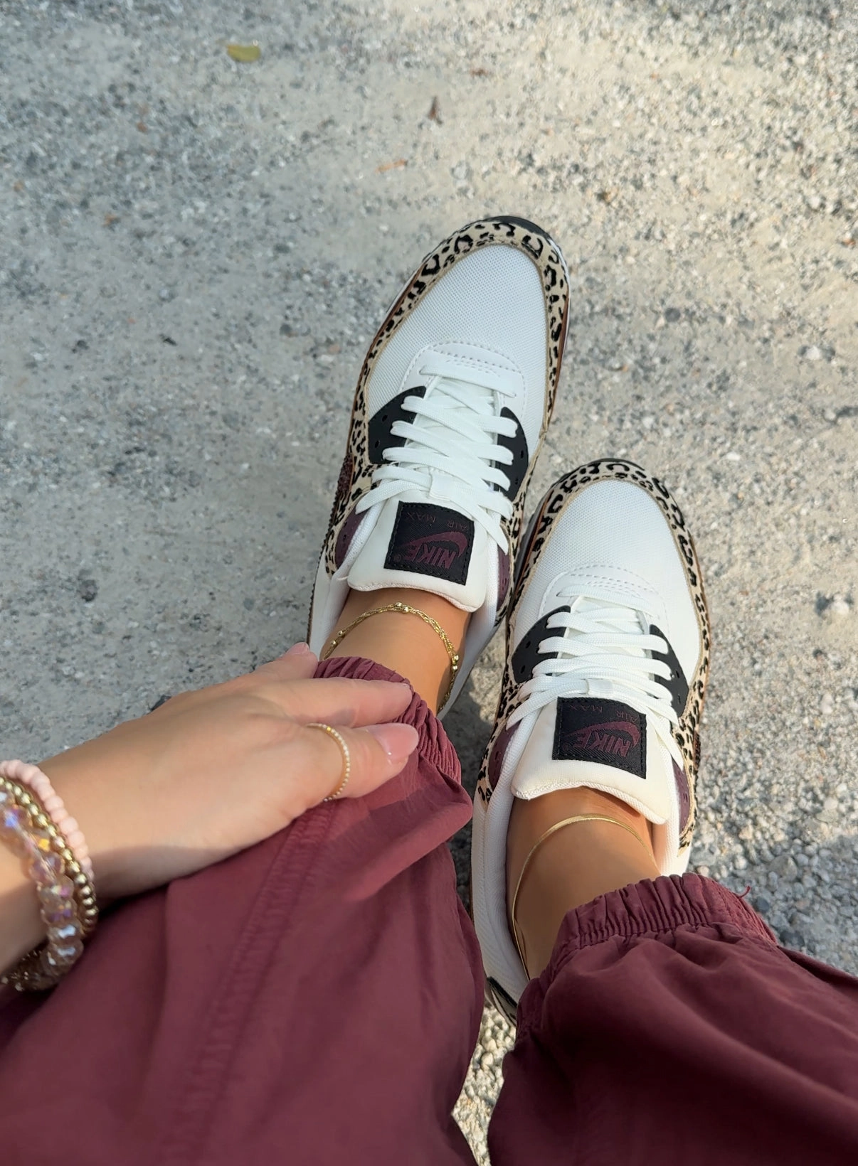 RARE Fall Leopard Animal Print Swarovski Womens Nike Air Max 90 Motion Grip