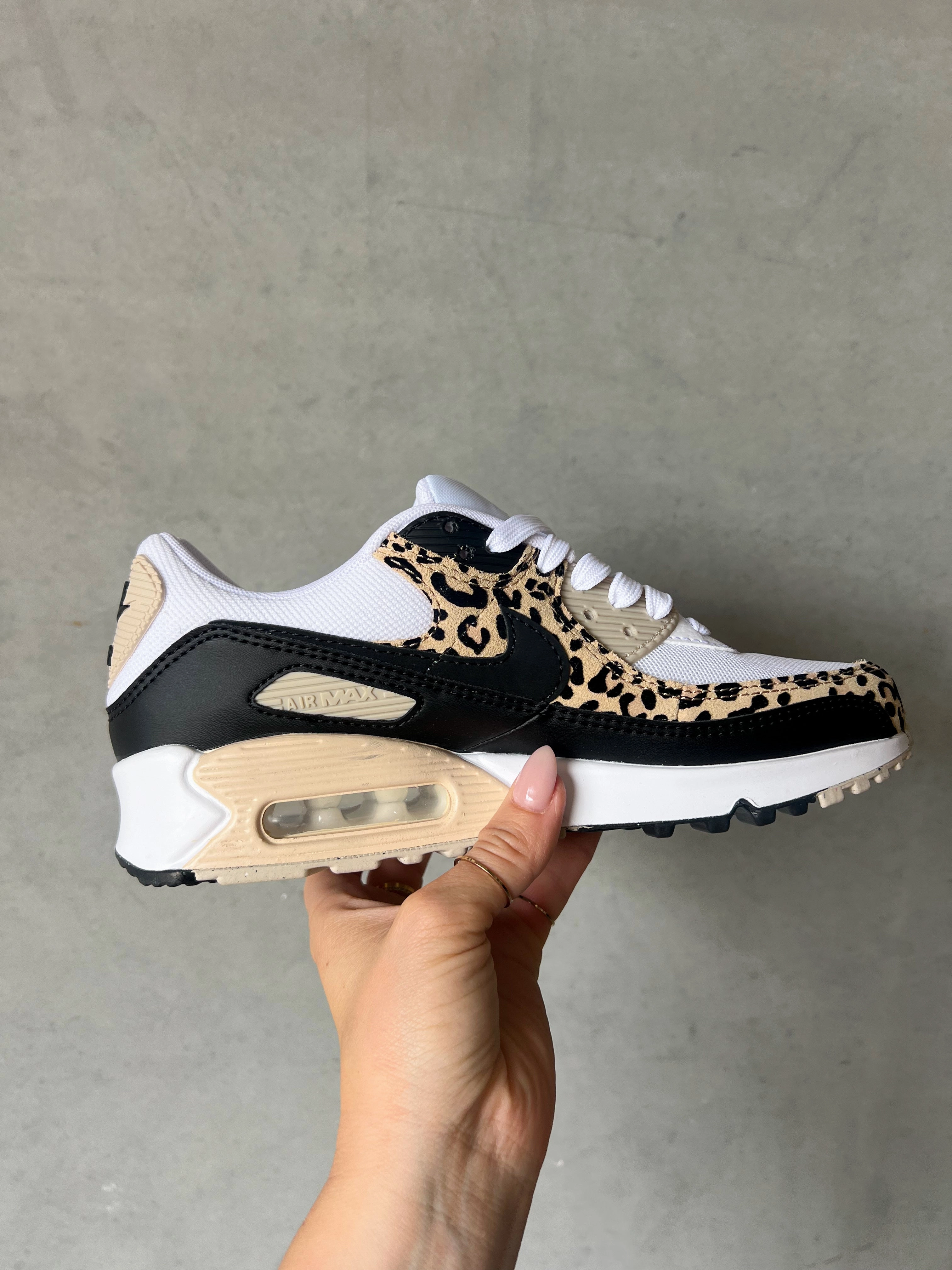 RARE Leopard Animal Print Swarovski Womens Nike Air Max 90 Tidy Style Star Path