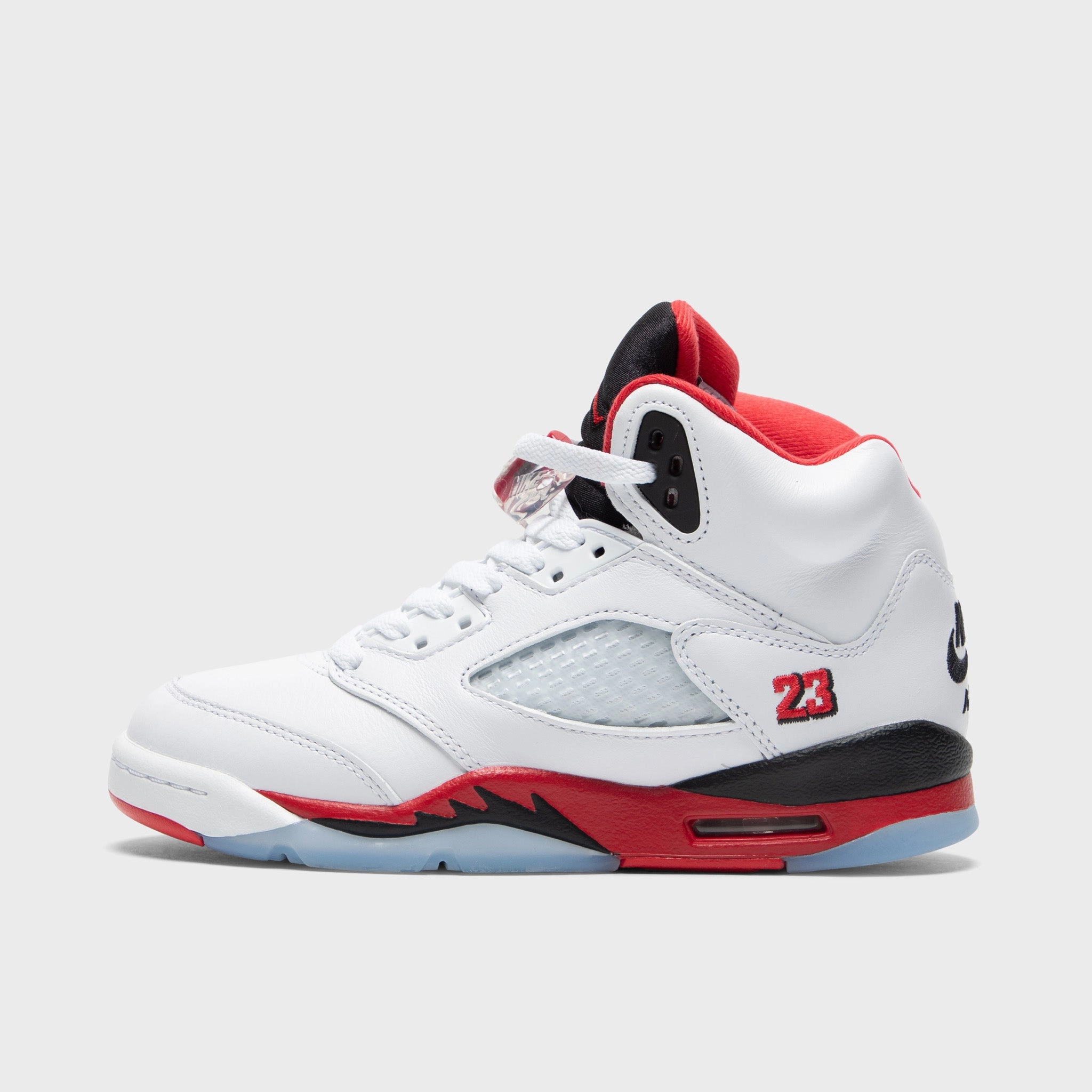 Jordan 5 Retro GS White / Fire Red - Black Game Time Traction Sporty Appearance