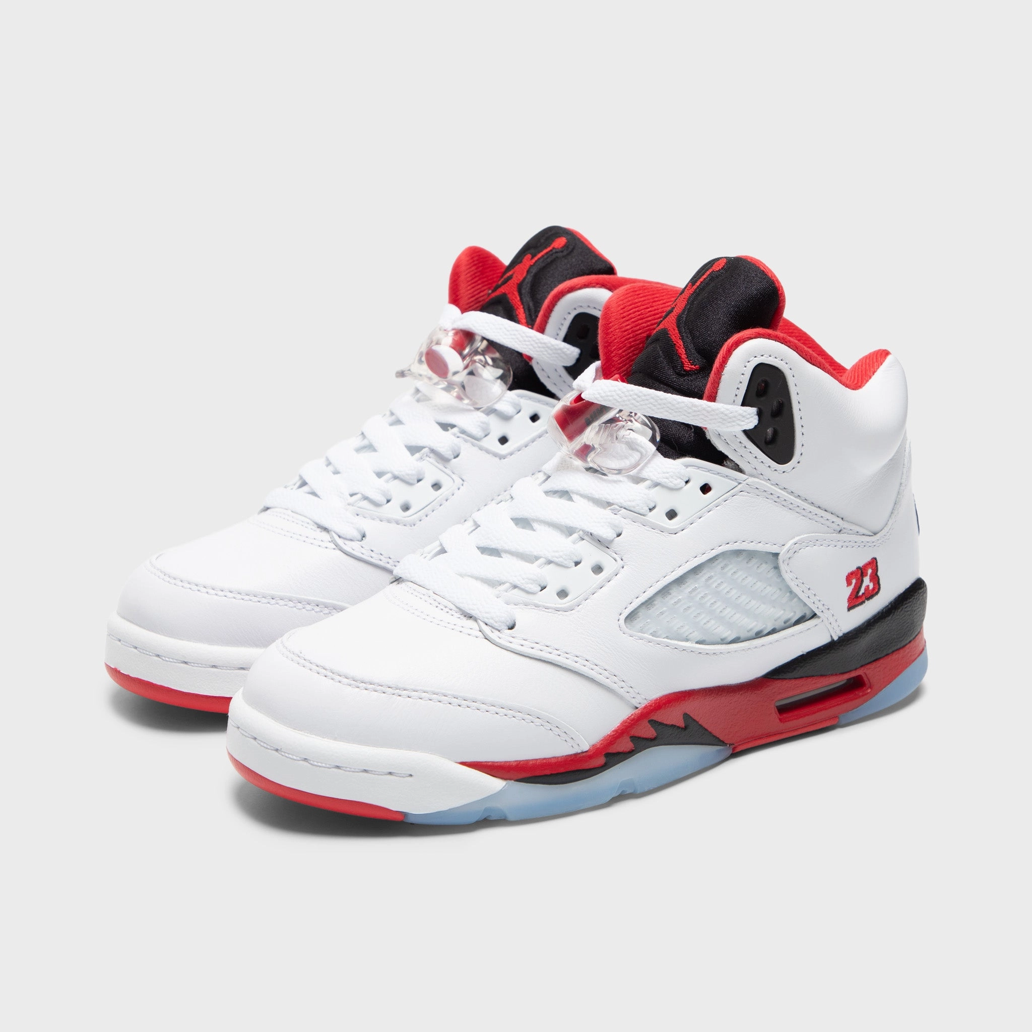 Anti Slip Pattern Jordan 5 Retro GS White / Fire Red - Black