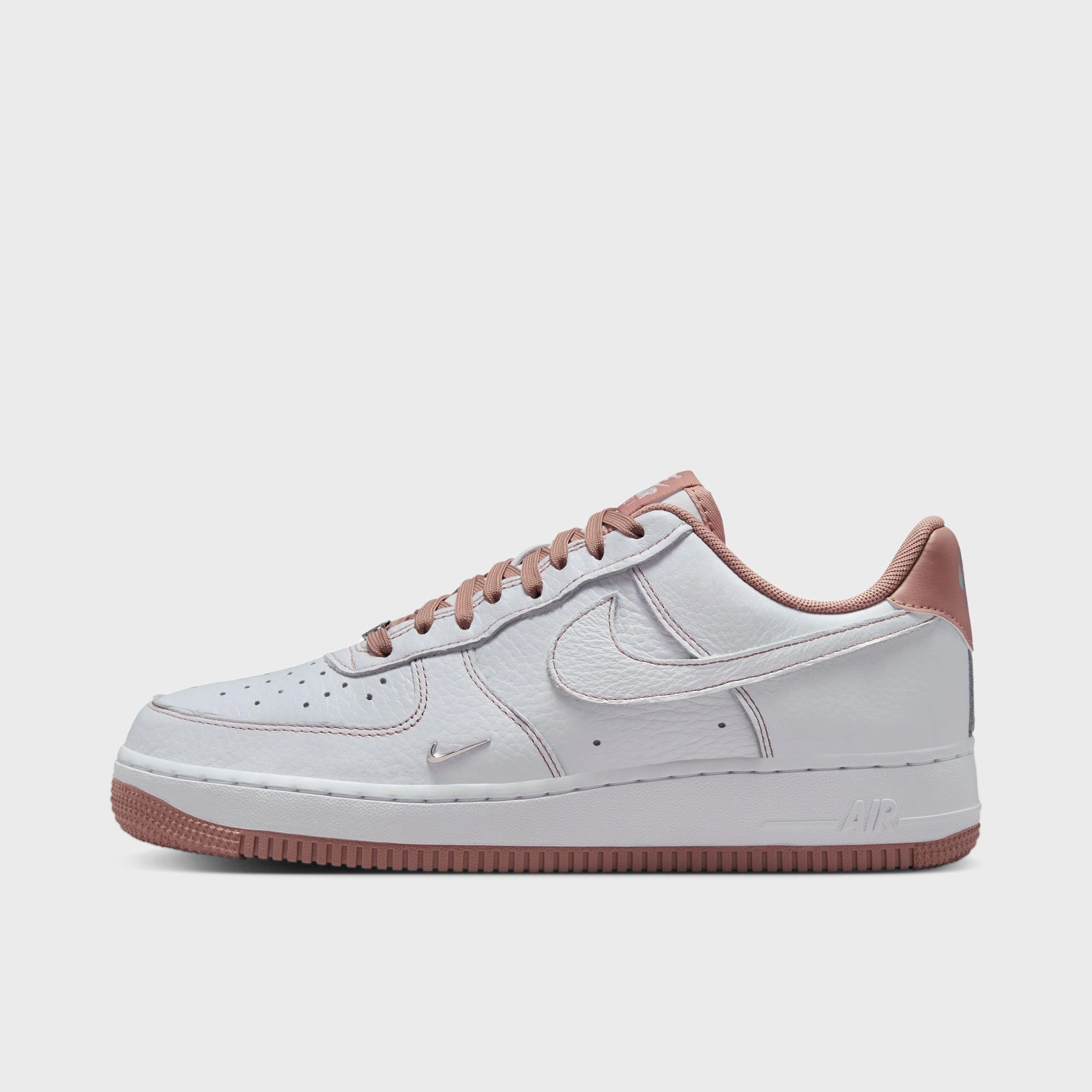 Nike Women's Air Force 1 '07 Mini Jewel White / Particle Pink - Metallic Silver Sneakers Traction