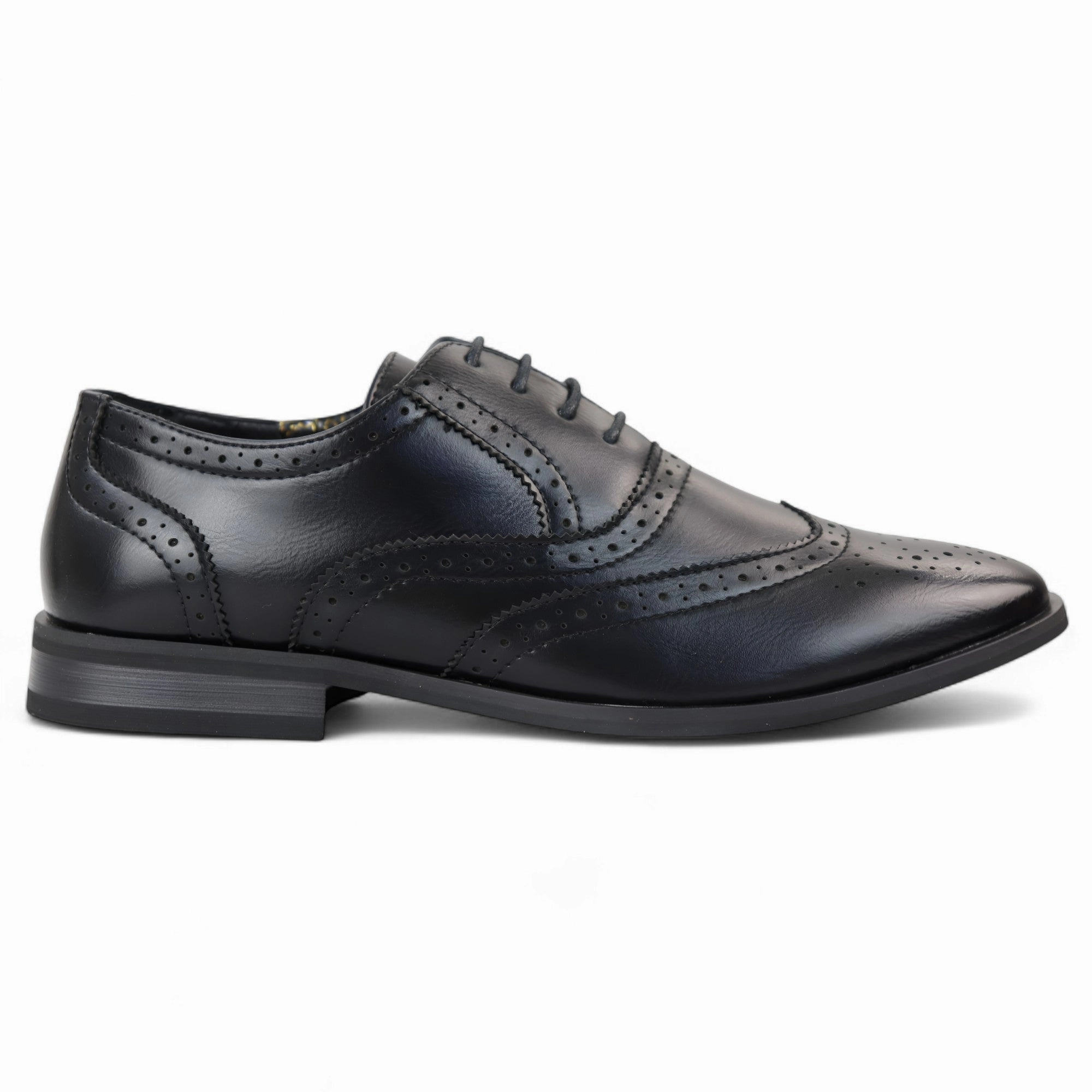 Mens Black Classic Brogue Derby Oxford Shoes Tailored Silhouette Client Meeting Breathable Feel City Dweller