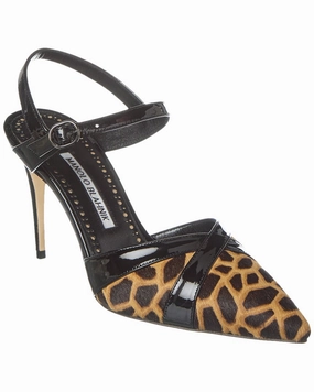 Fashion Forward Cafe Glow Manolo Blahnik Aristida 90 Haircalf & Patent Pump