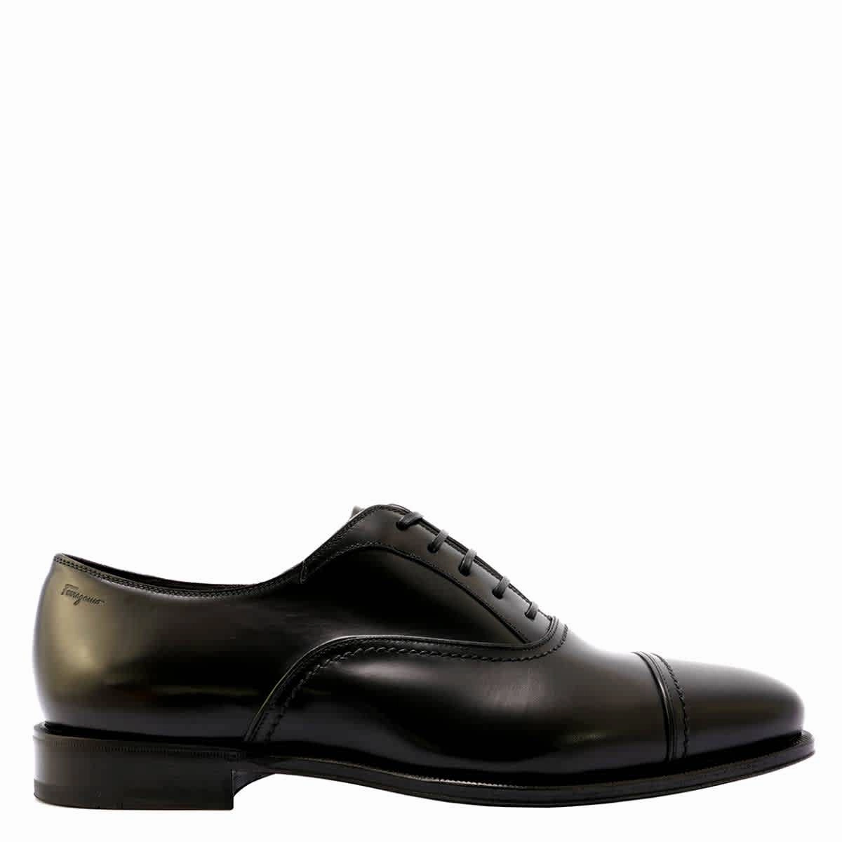 Workplace Style Business Leather Shoes Salvatore Ferragamo Men's Black Cap Toe Oxford Shoes
