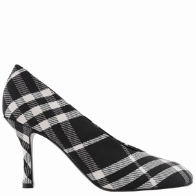 Toe Guard Youth Spark Burberry Checked Pattern Slip-On Pumps