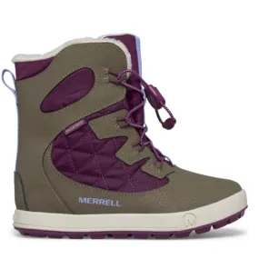 Cushioned Merrell Truffle/ Plum Cozy Snow Bank 4.0 Childrens/Youth Waterproof Snow Boot