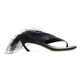 BLACK SWING SANDALS WITH FEATHER-45MM PUMPS Formal Sandals