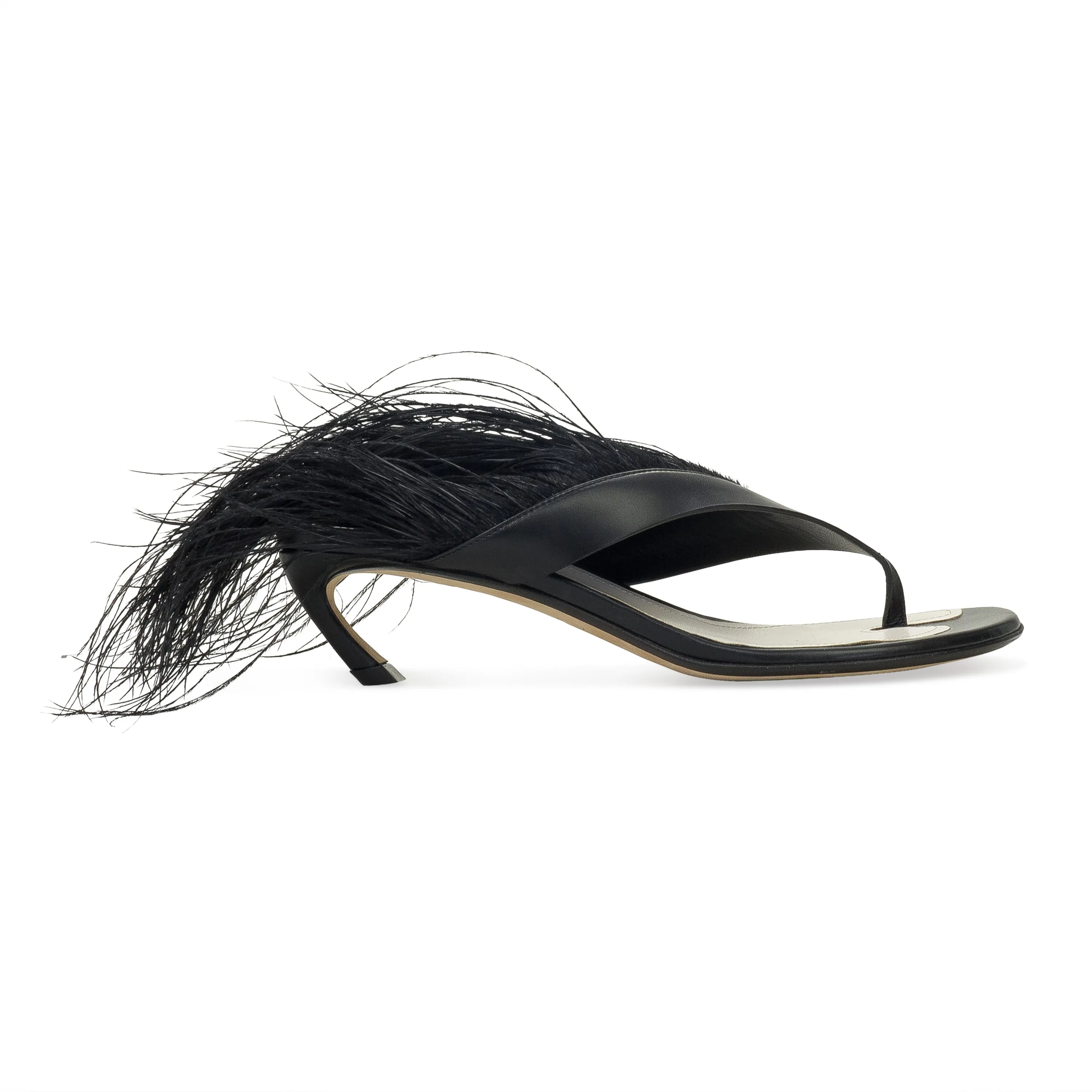 BLACK SWING SANDALS WITH FEATHER-45MM PUMPS Formal Sandals