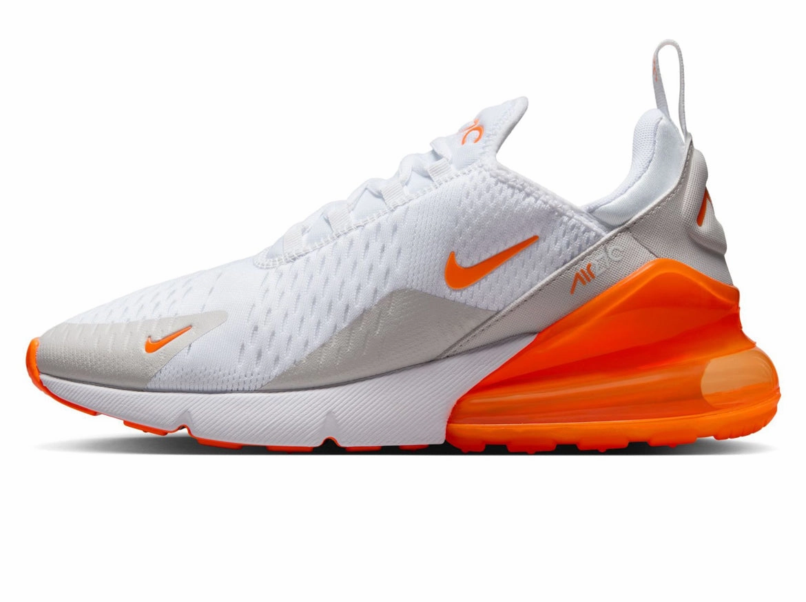 Pre-Order White Orange Swarovski Nike Air Max 270 evening run Soft Leather