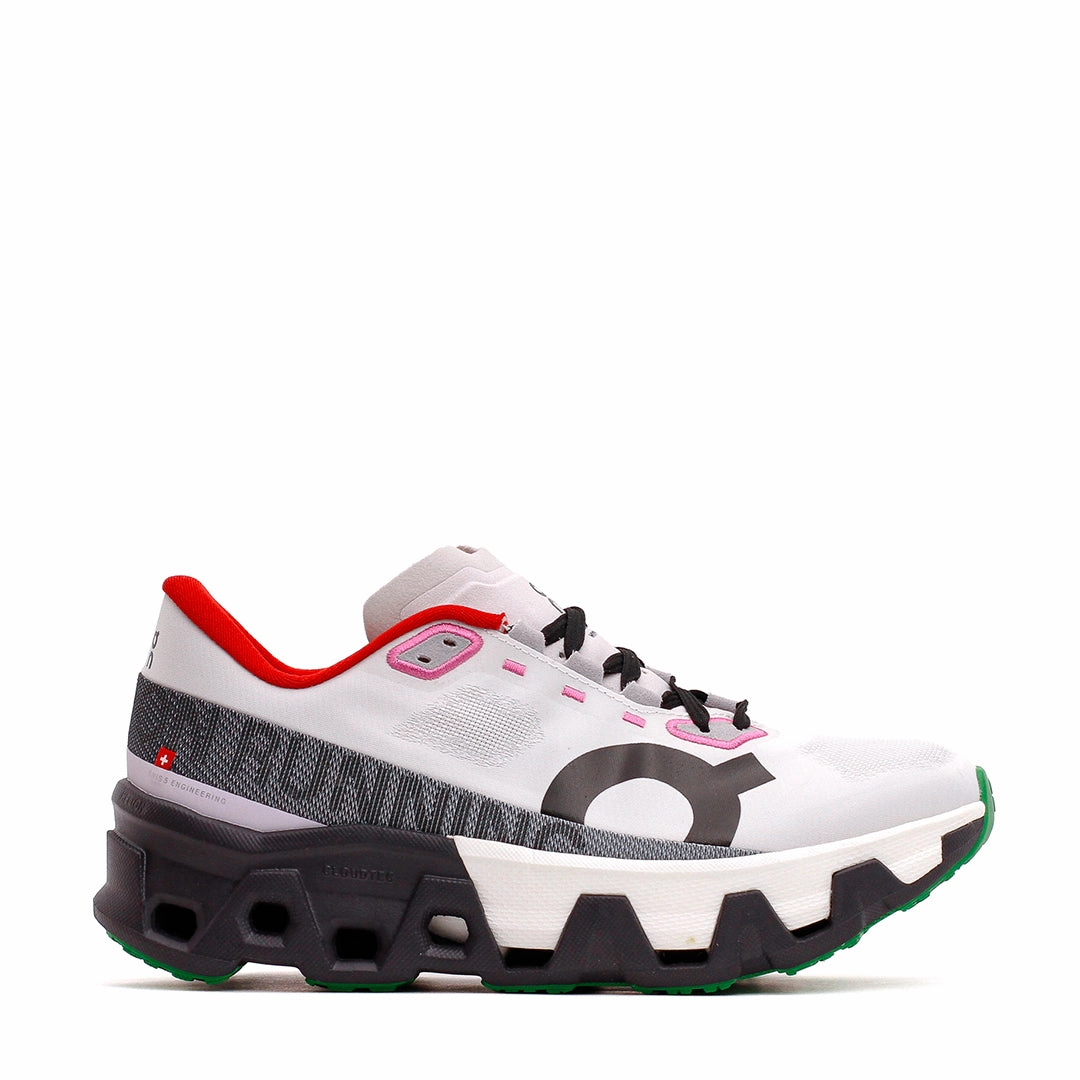 ON Men Cloudmonster Hyper Silver Iron 3ME10132034 running in a suspension bridge area shoes