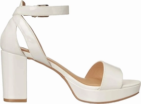 Women's Go On Heeled Sandal In Patent White Modern Muse