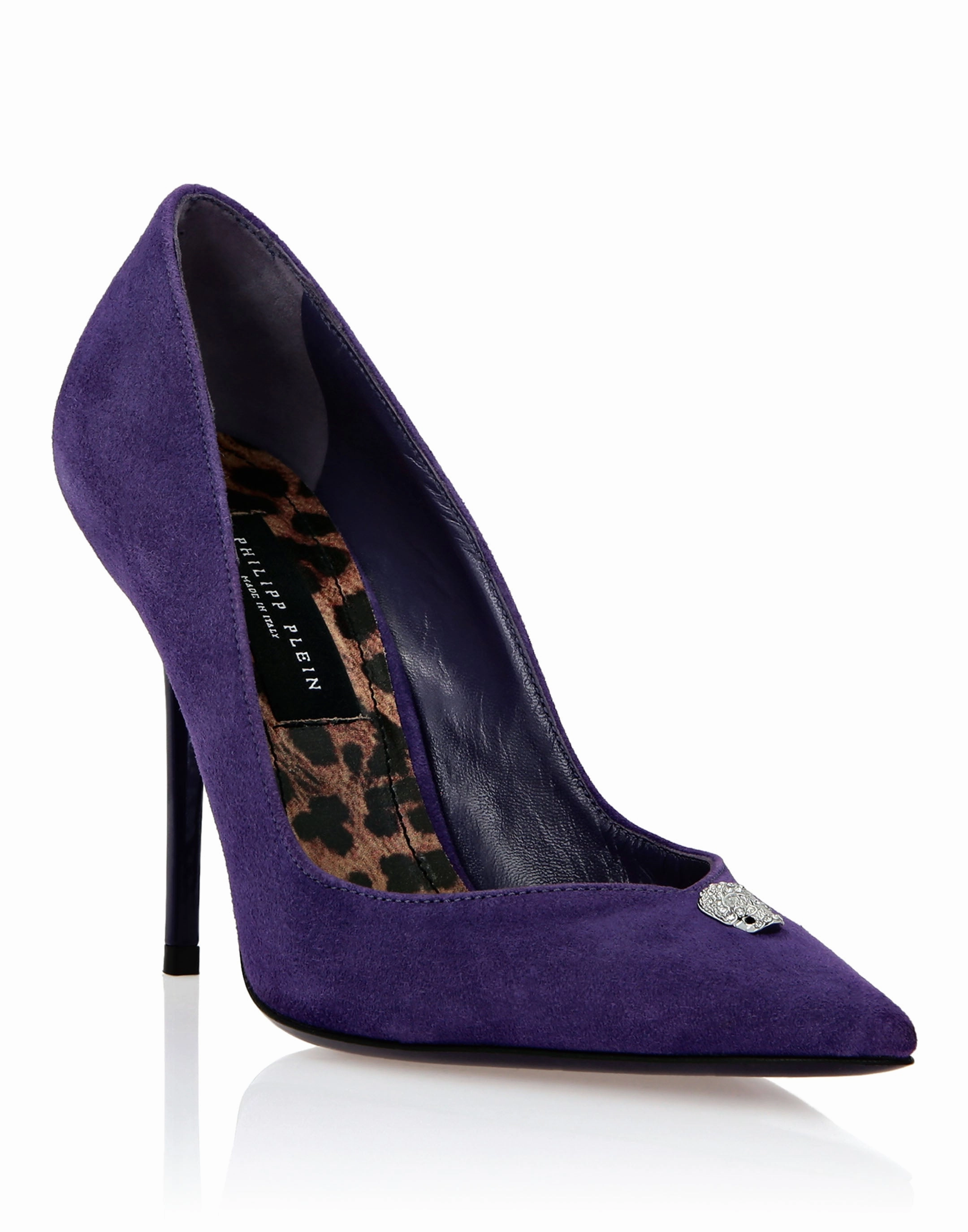 Suede Decollete Hi-Heels Crystal Skull Classic Edge Elegant Lines