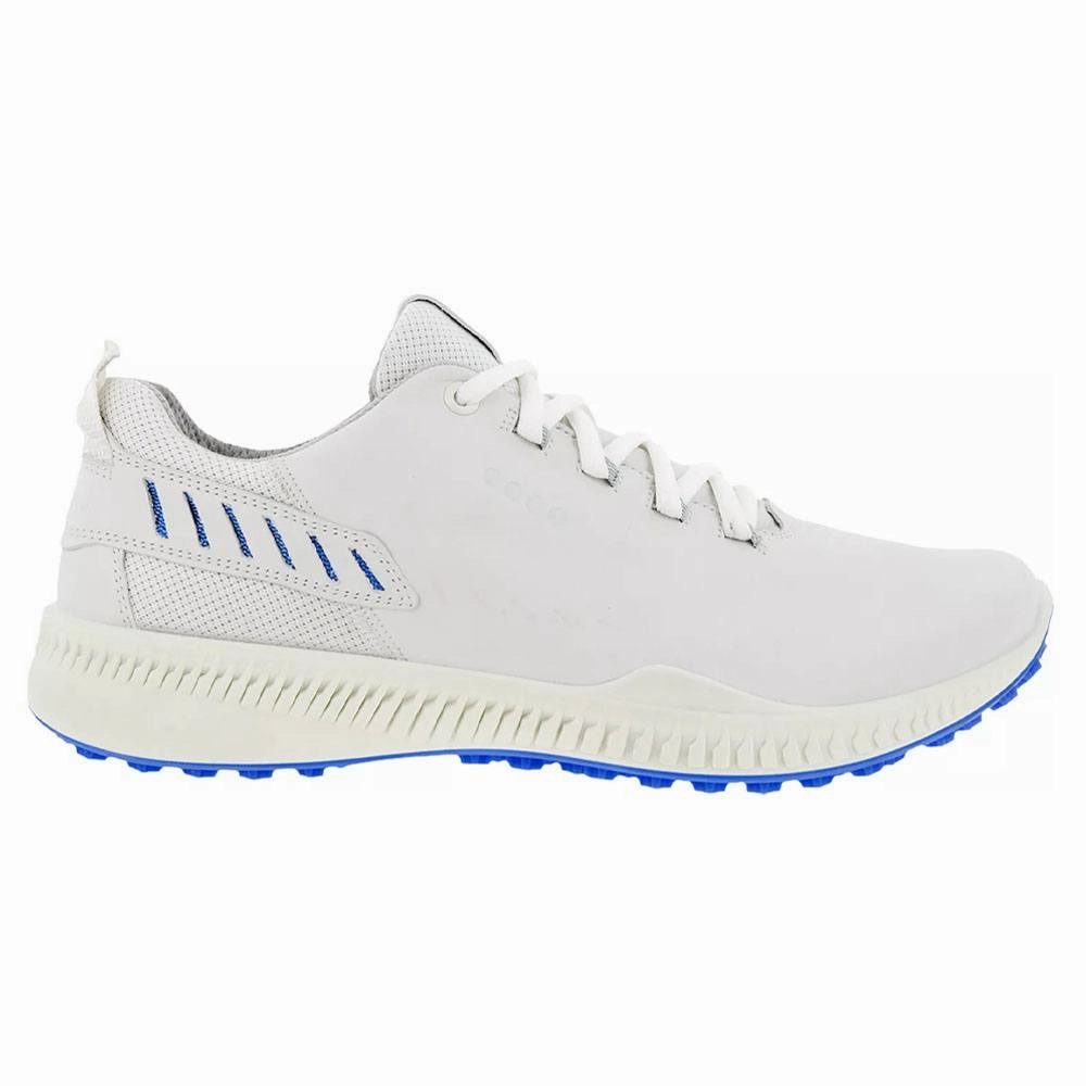 Lightweight Comfort ECCO S-Line Hybrid Spikeless Golf Shoes White/Blue - 20 Men