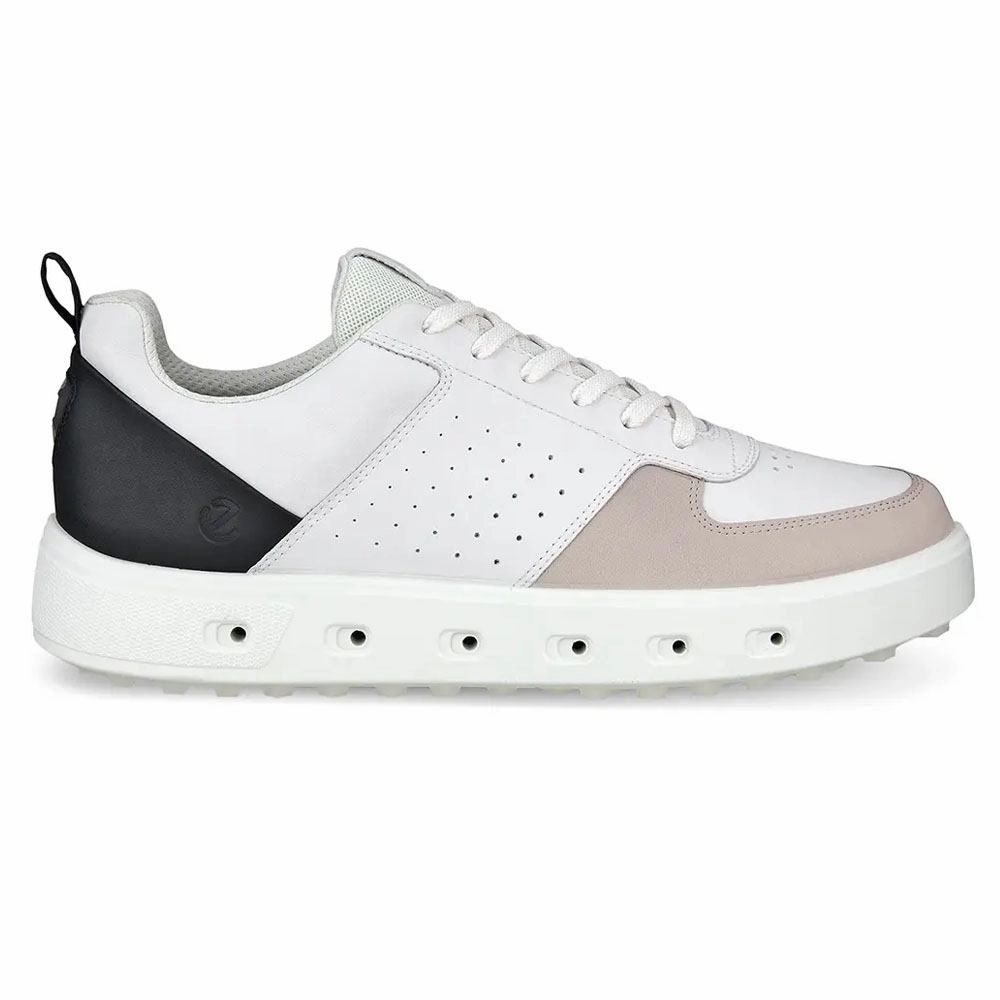 ECCO Street 720 Spikeless Golf Shoes White/Black/Gravel - SS24 Men Play Comfort Performance Motion