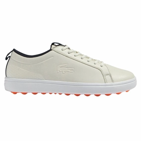 Lacoste G Elite Synthetic Spikeless Golf Shoes Off White/White - 23 Men Track Fit Course Ready
