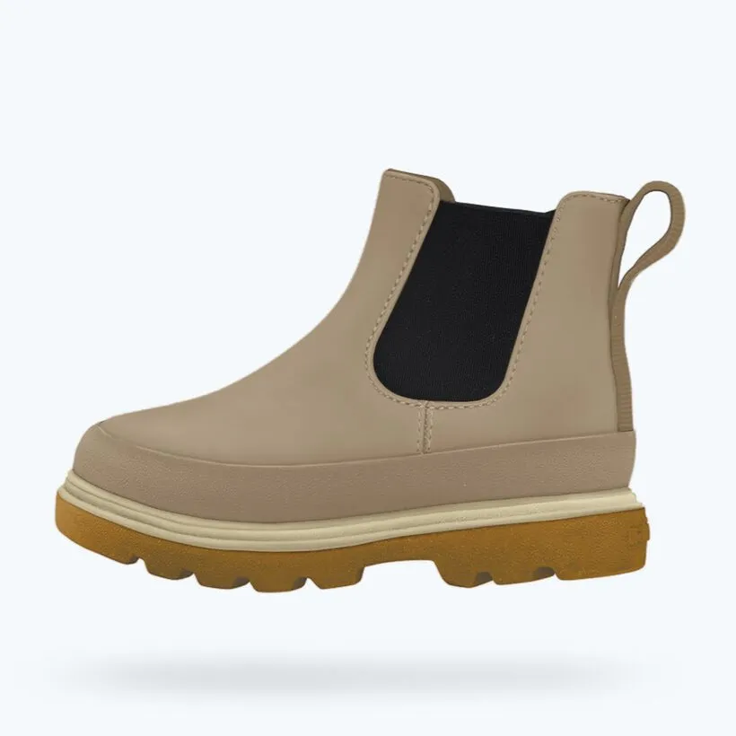 Native Shoes Flax Tan/Mash Brown/Bone White Kensington Chelsea Boot Thermal Core Weekend Wanderer