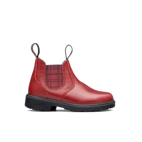 Blundstone Red With Burgundy Tartan Elastic Kids' Boot Comfort Ankle Support