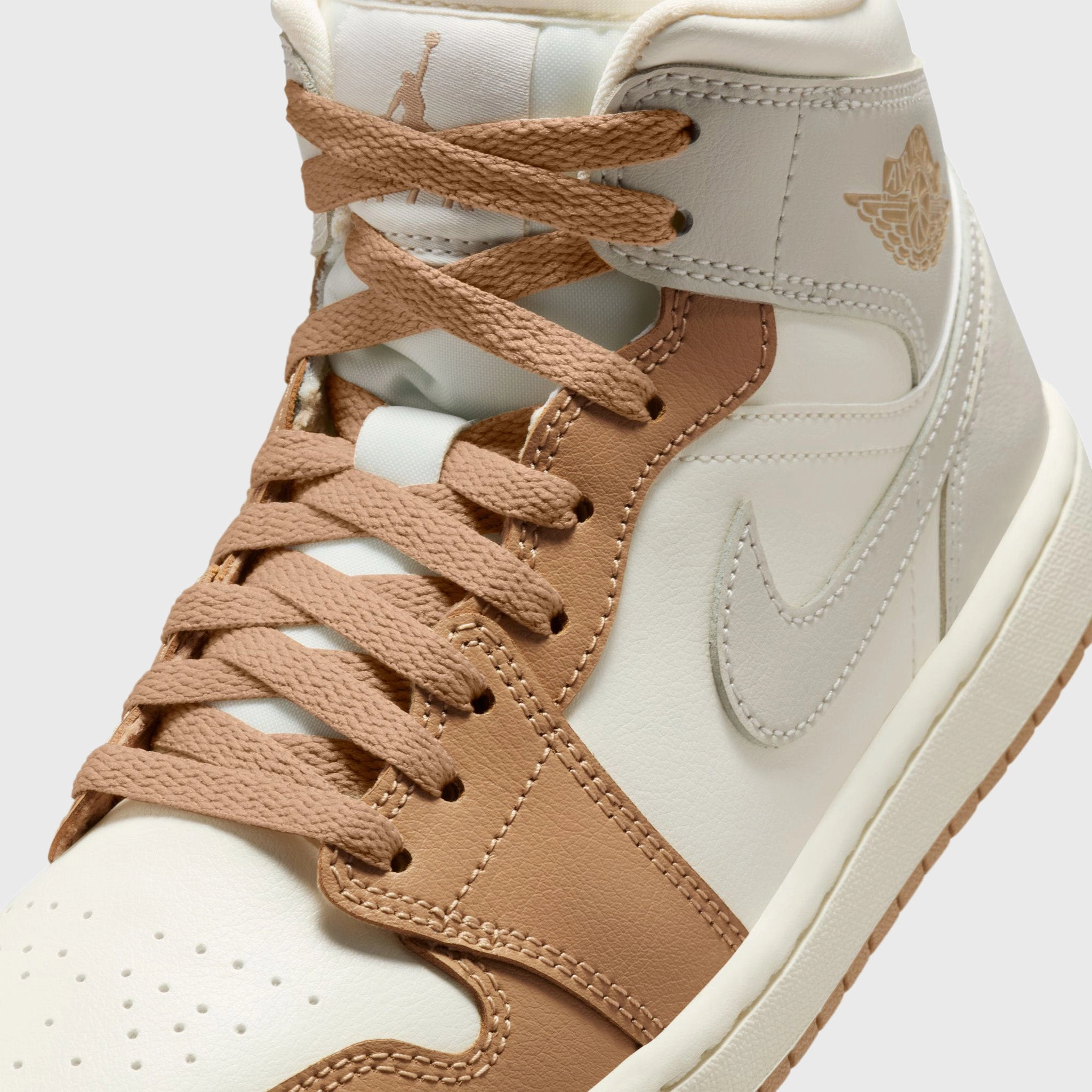 Responsive Rebound Tech Jordan Women's 1 Mid Ale Ivory / Light Orewood Brown - Hemp