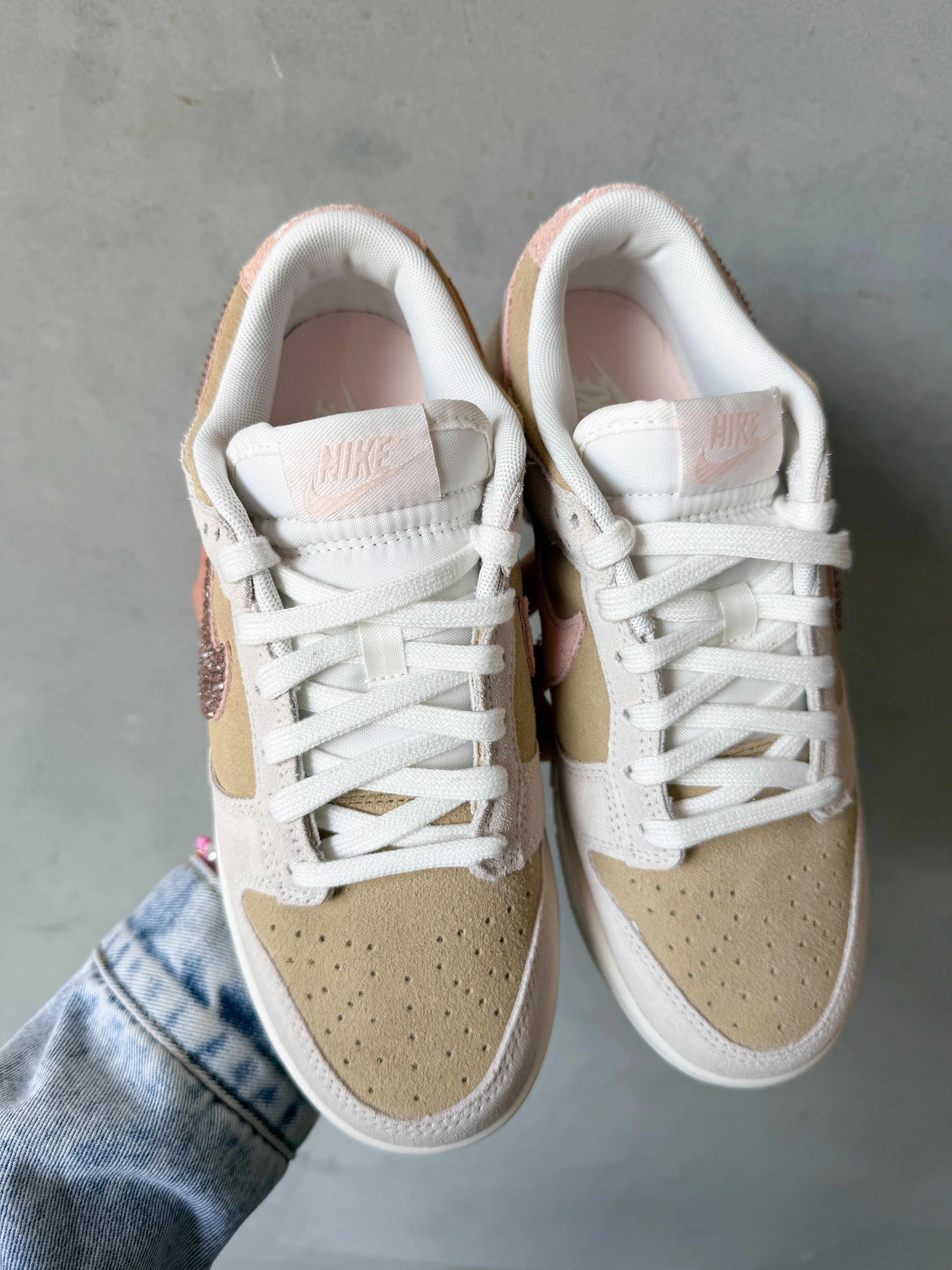 ?NEW? Neutral Sand Pink Swarovski Womens Nike Dunk Shoes Comfort experience Commute Look