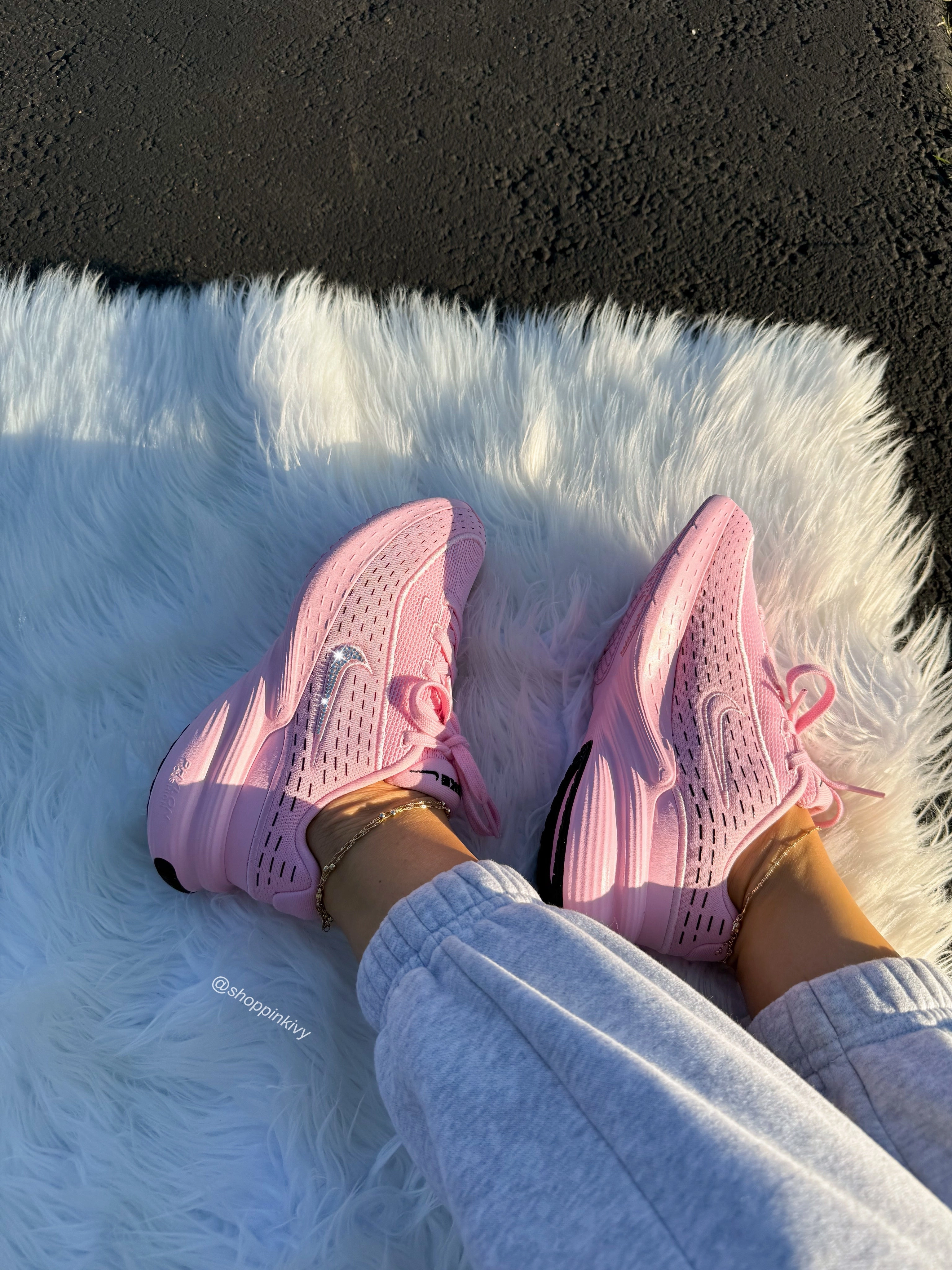 Minimalist Outfit Ocean Path Bubblegum Pink Swarovski Womens Girls Nike Shoes