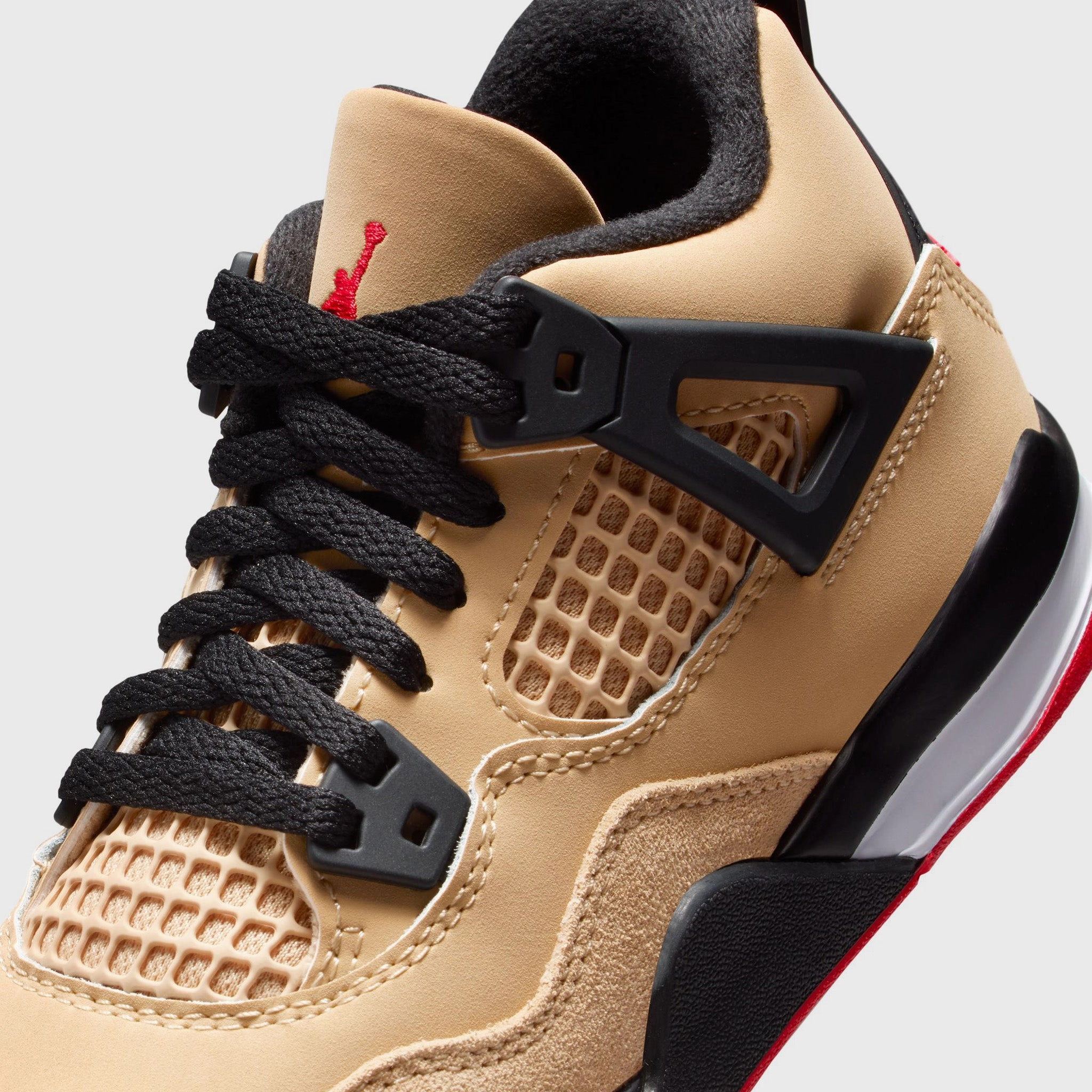 Quick Lacing Mechanism Strategic Reinforcement Panels Jordan 4 Retro PS Fire Red / Starfish - Sesame