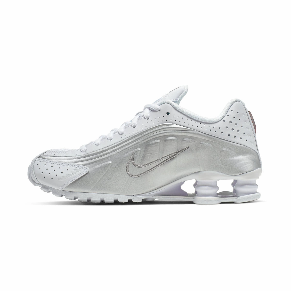 Micro Perforation Ventilation active - lifestyle Nike Shox R4 'White Metallic Silver' Women's Shoes