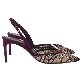 Glamorous Footwear Ren Caovilla Crystal Embellished Slingback Slingback Pumps in Purple Suede