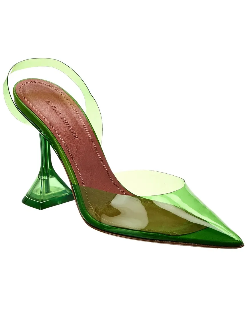 AMINA MUADDI Holli Glass Vinyl Slingback Pump Closed Toe Fashion Booties