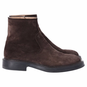 Tod's Almond-Toe Ankle Boots in Brown Suede Asian Oxfords Lightweight Build Elegant Occasion