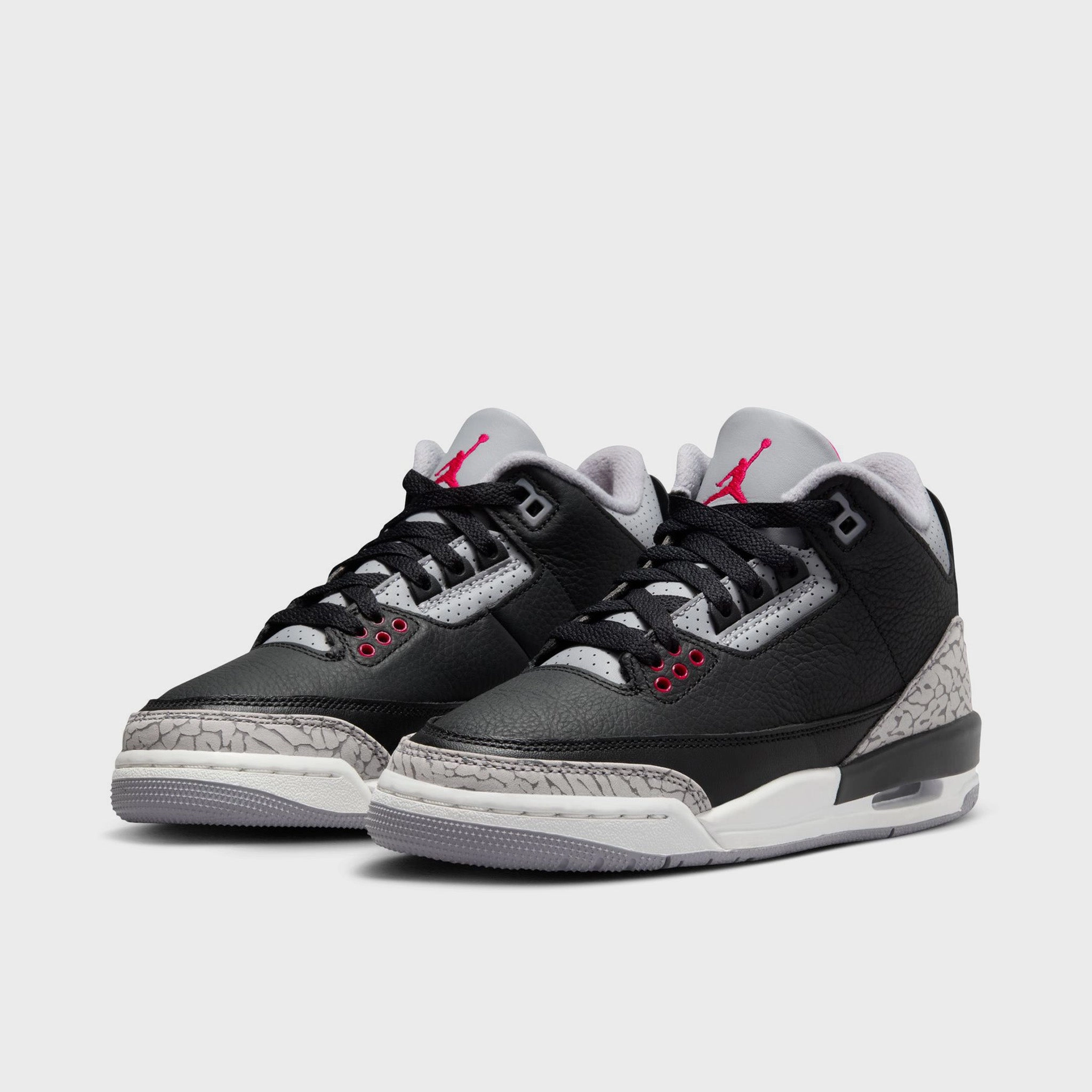 3D printed midsole Heat Dissipating Material Jordan 3 Retro GS Black / Fire Red - Cement Grey