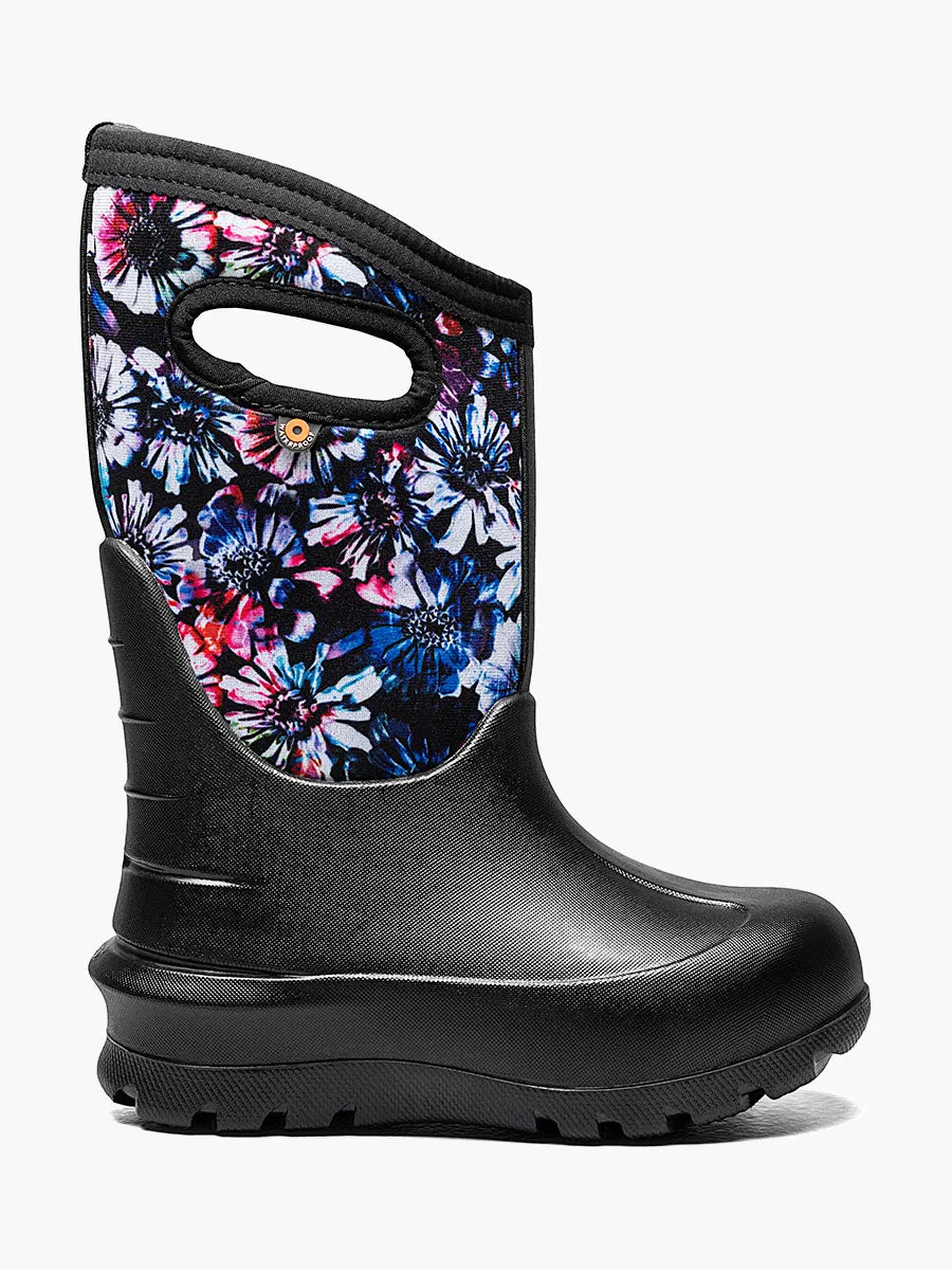 Slip   Resistant Lug BOGS Black Multi Real Flower Neo-Classic Boots
