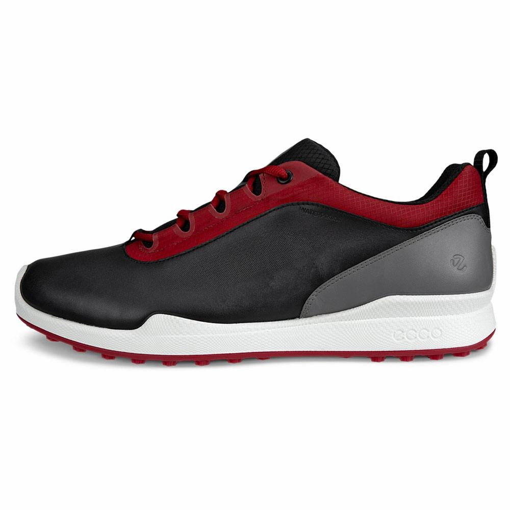 Drive Power Anti Slip Outsole ECCO BIOM Hybrid 1 BNY Spikeless Golf Shoes Black/Chili Red - FW24 Men