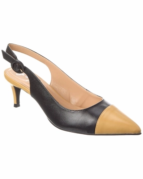 French Sole Skylar Leather Slingback Pump Polished Look