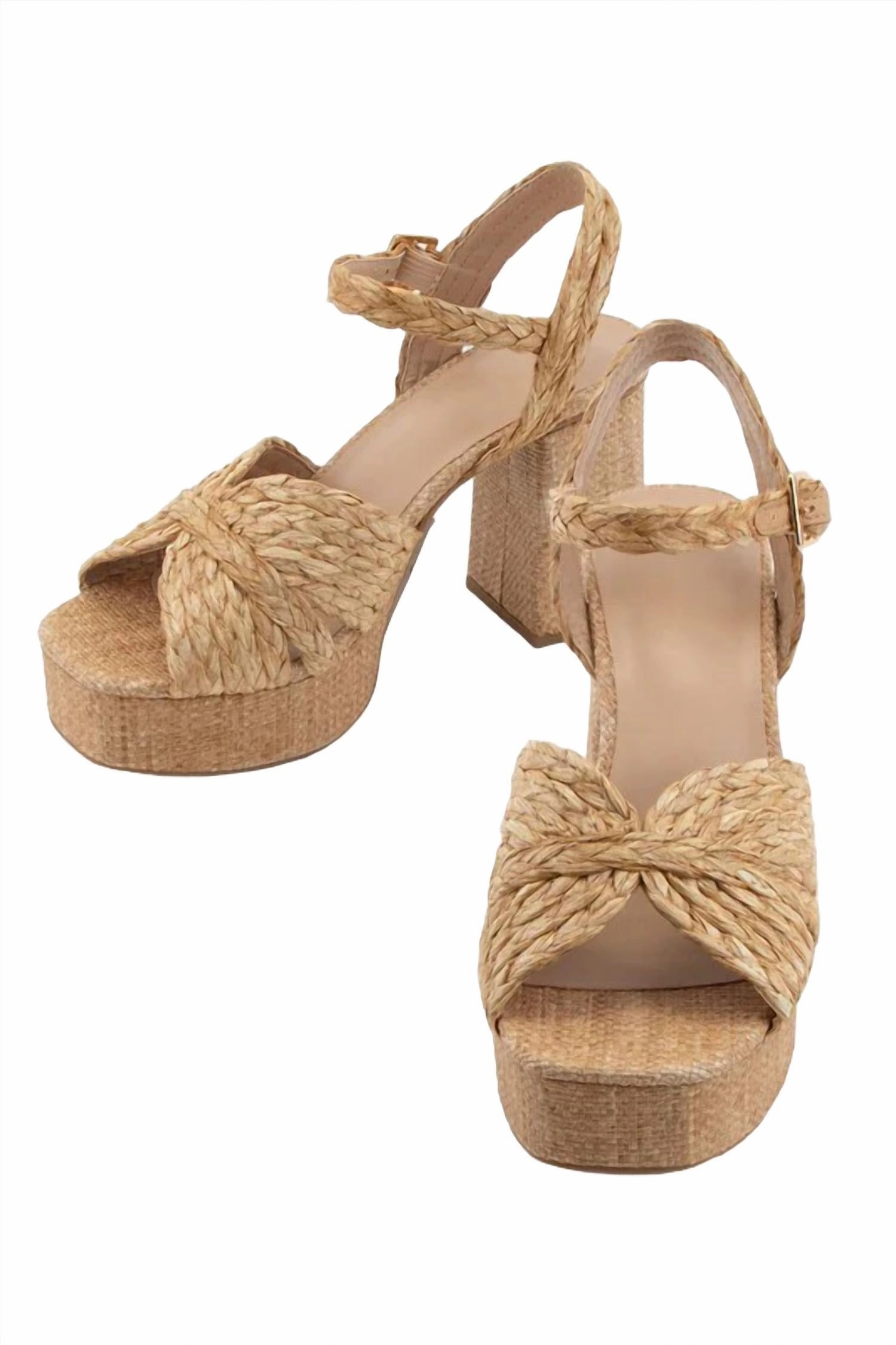 Slip On Style Women's Raffia Platform Sandal