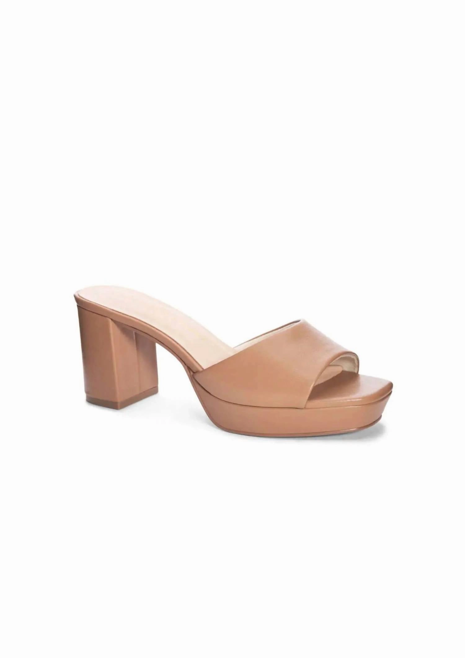 City Guard Sophisticated Sandals Women's Chunky Platform Heel In Tan